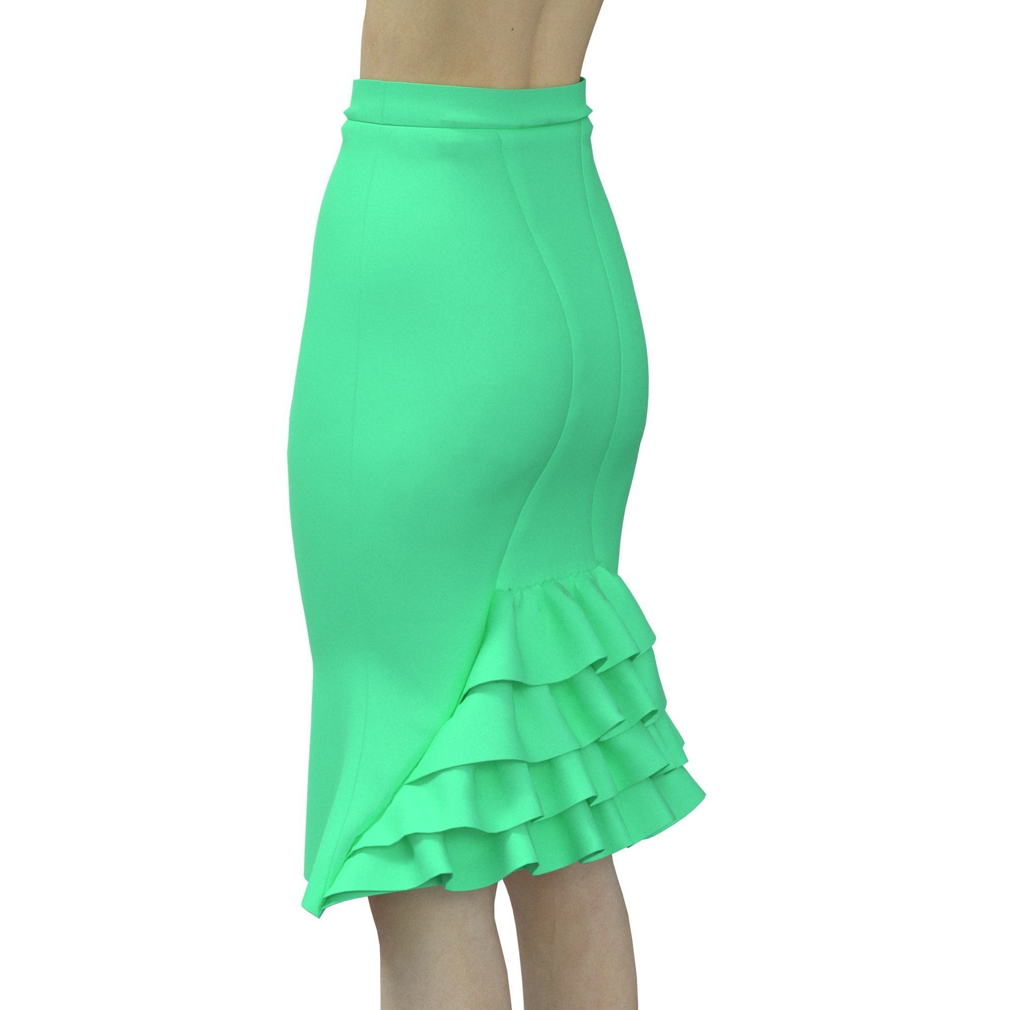 skirt with ruffles 3D model_5