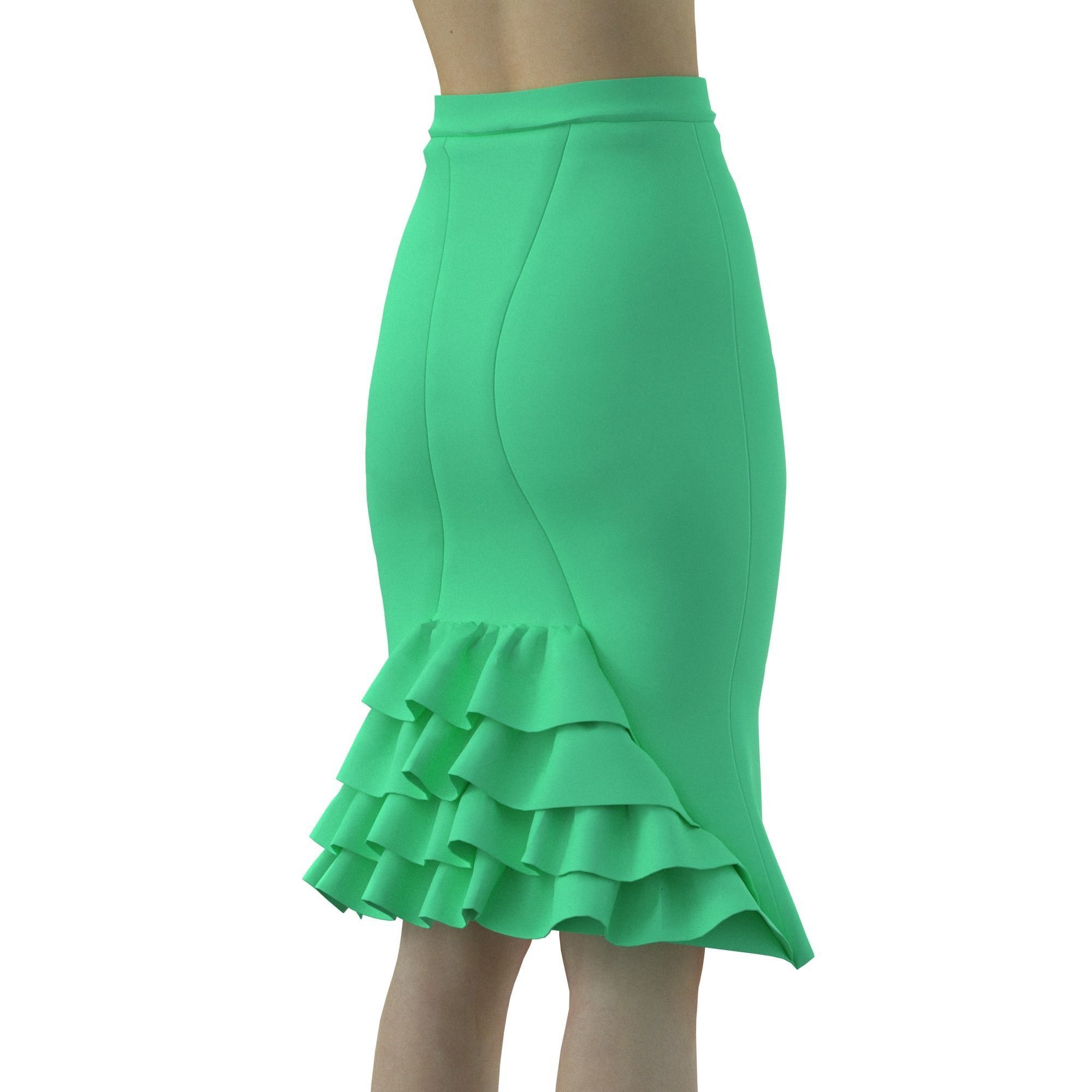 skirt with ruffles 3D model_3