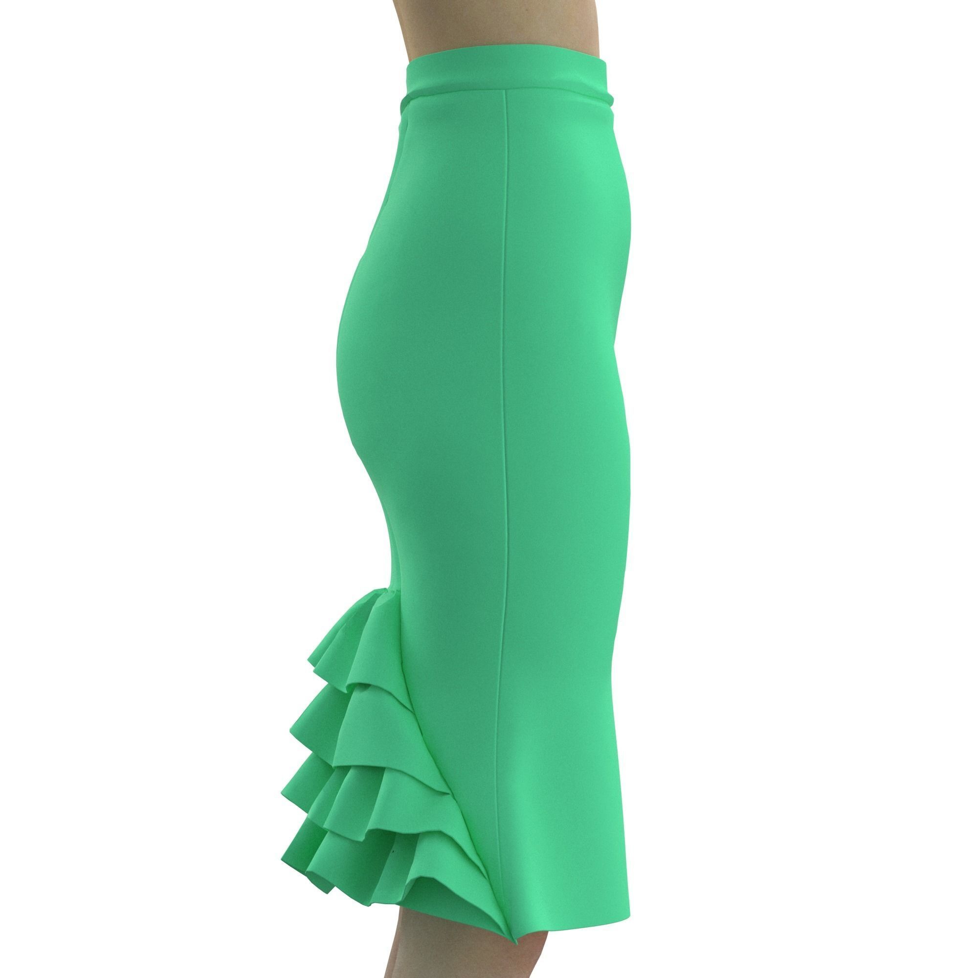 skirt with ruffles 3D model_7