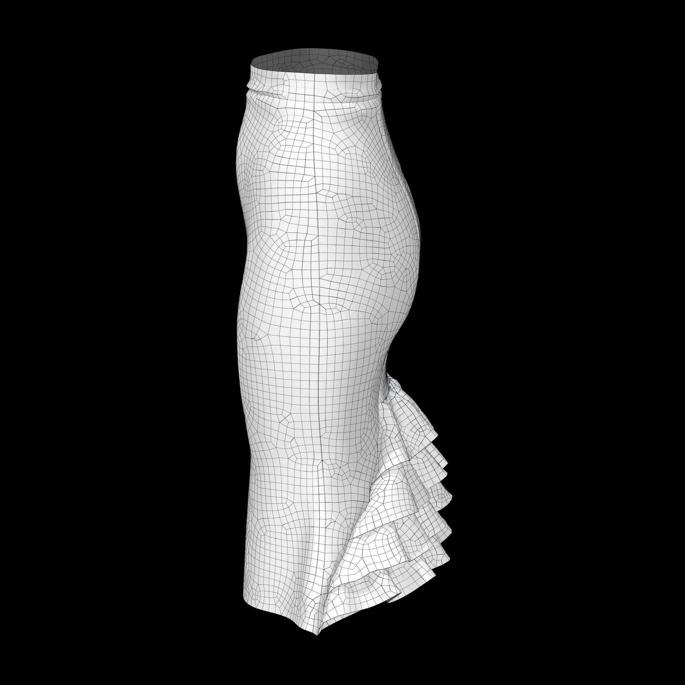 skirt with ruffles 3D model_12