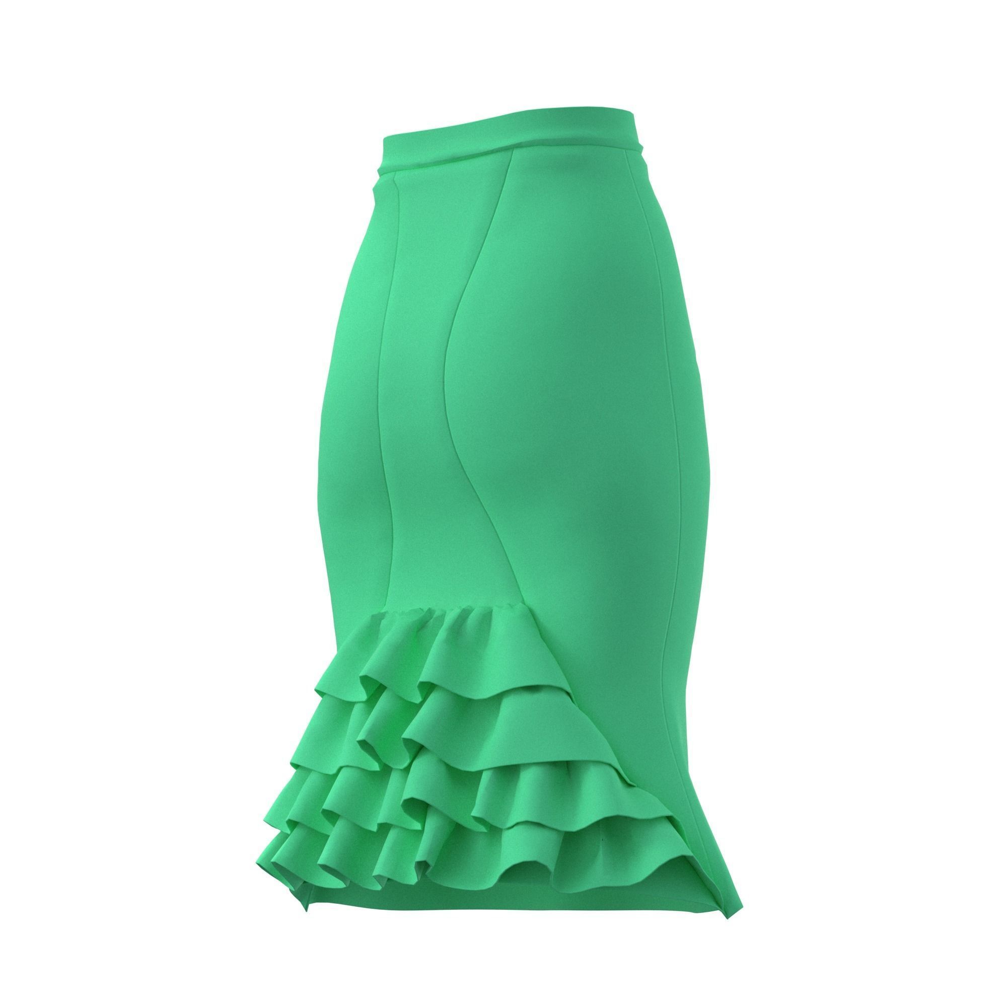 skirt with ruffles 3D model_2