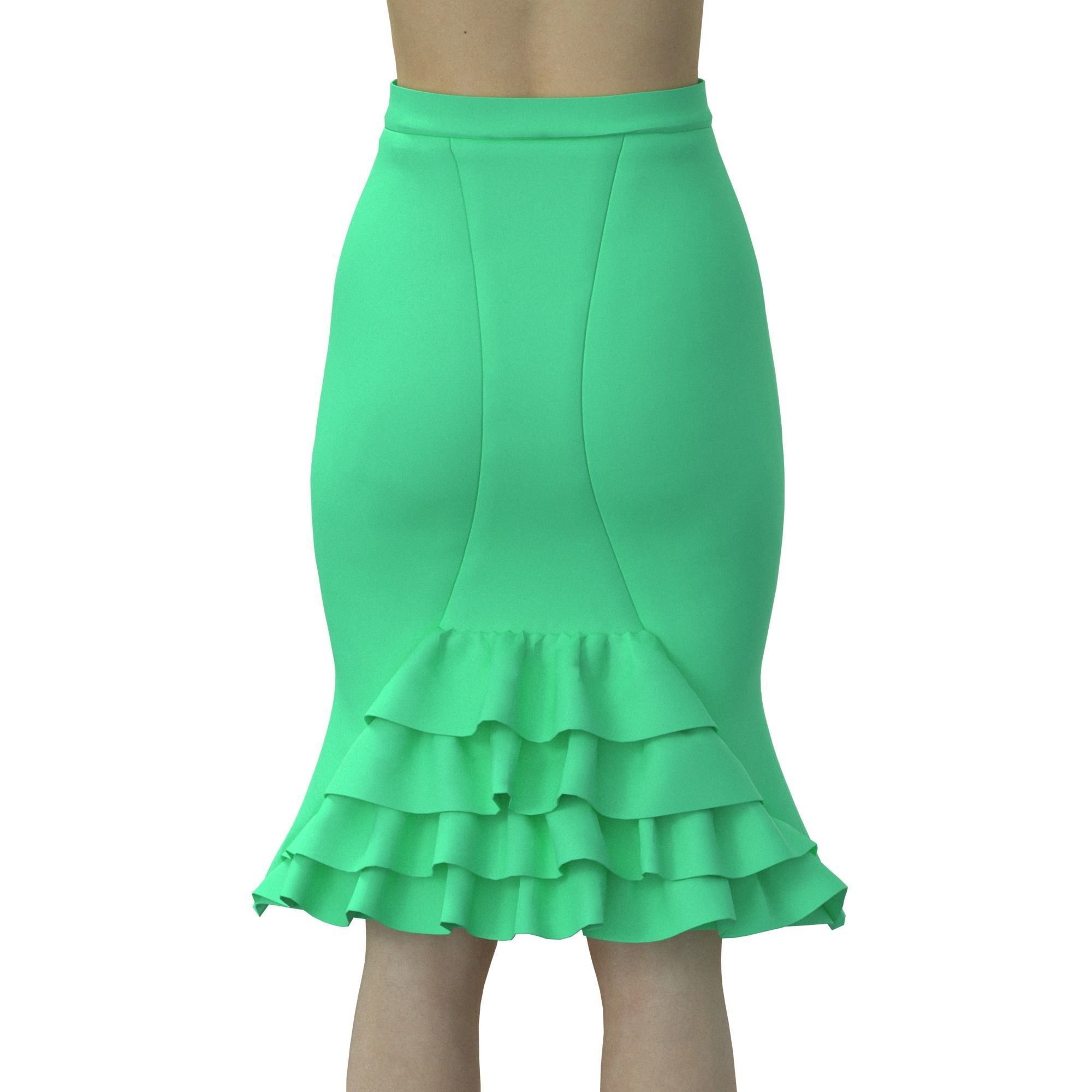 skirt with ruffles 3D model_6