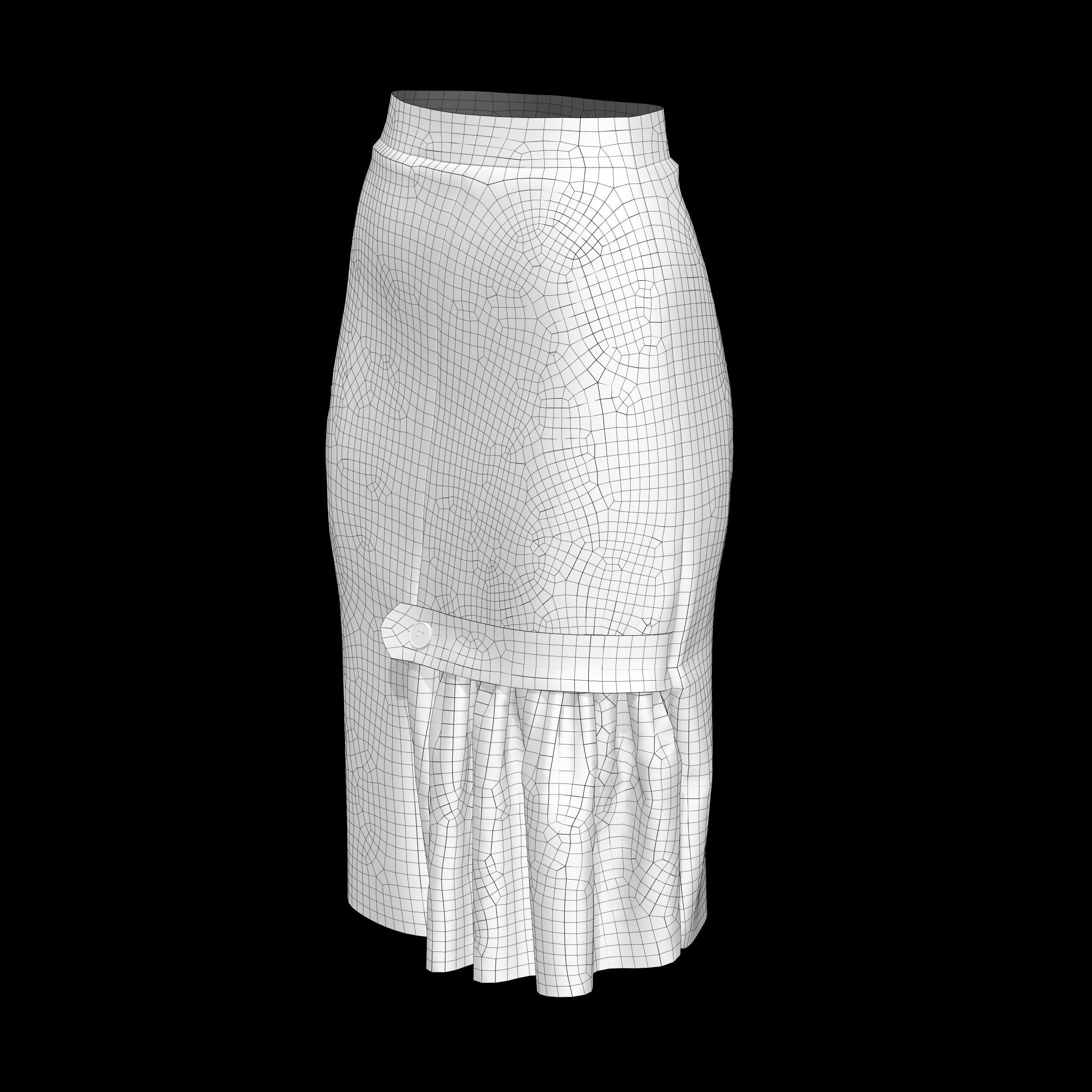 skirt with buttons 3D model_9