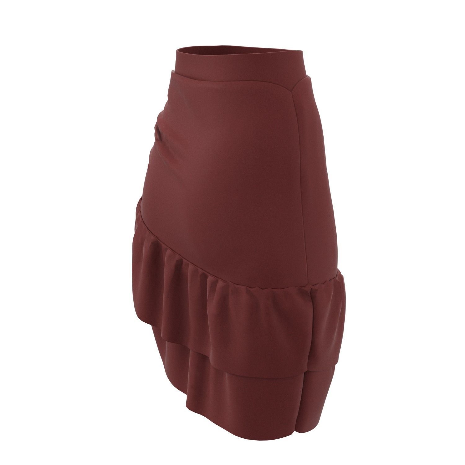 skirt ruffled mini in maroon 3D model_13