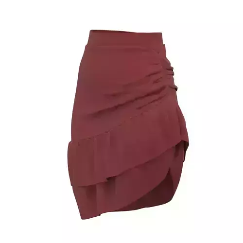 skirt ruffled mini in maroon 3D model
