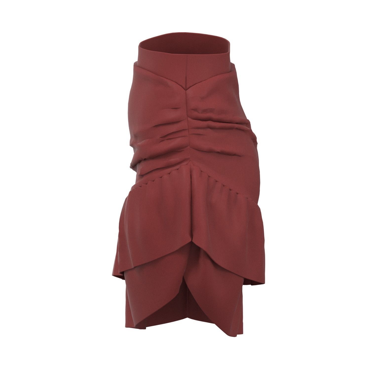 skirt ruffled mini in maroon 3D model_15