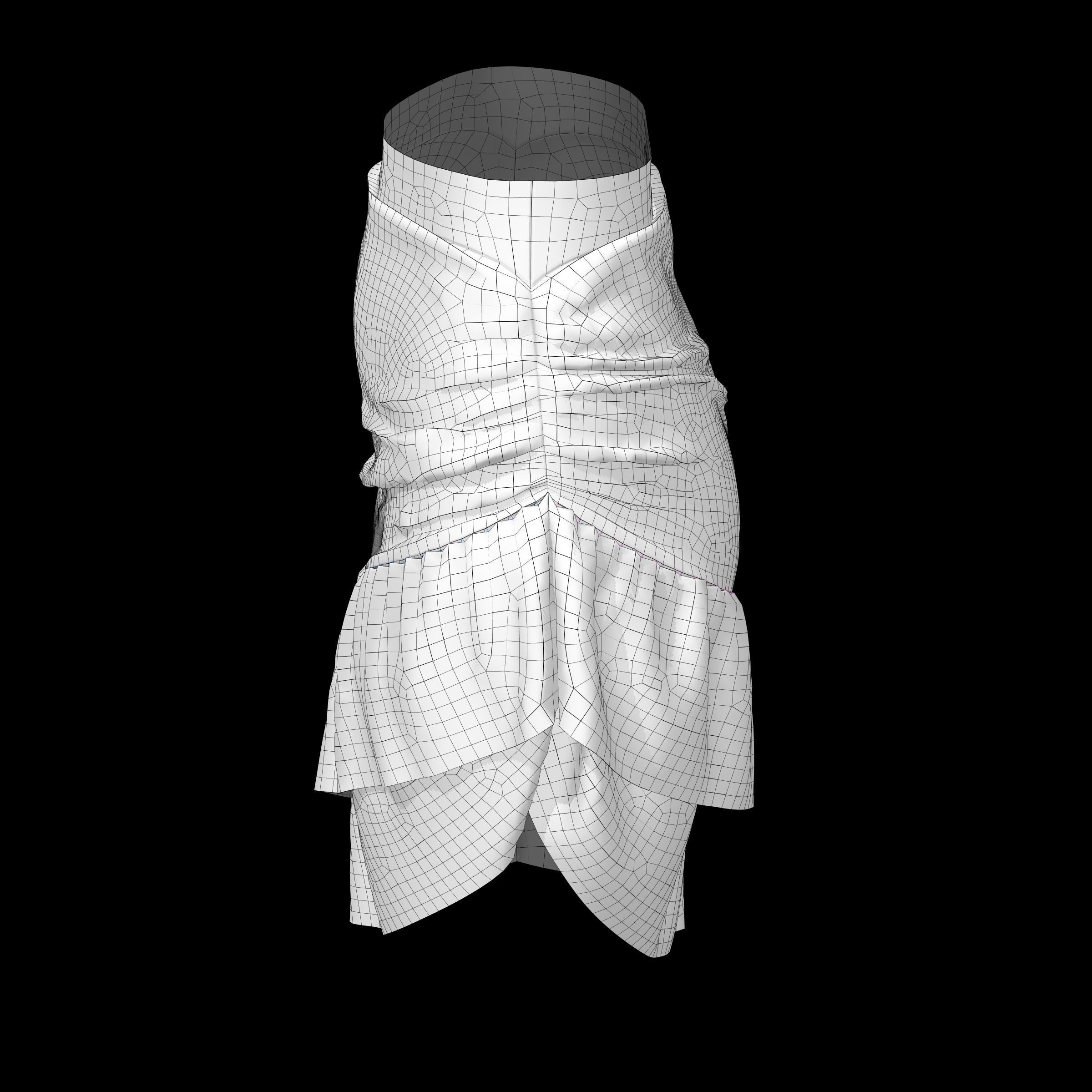 skirt ruffled mini in maroon 3D model_2