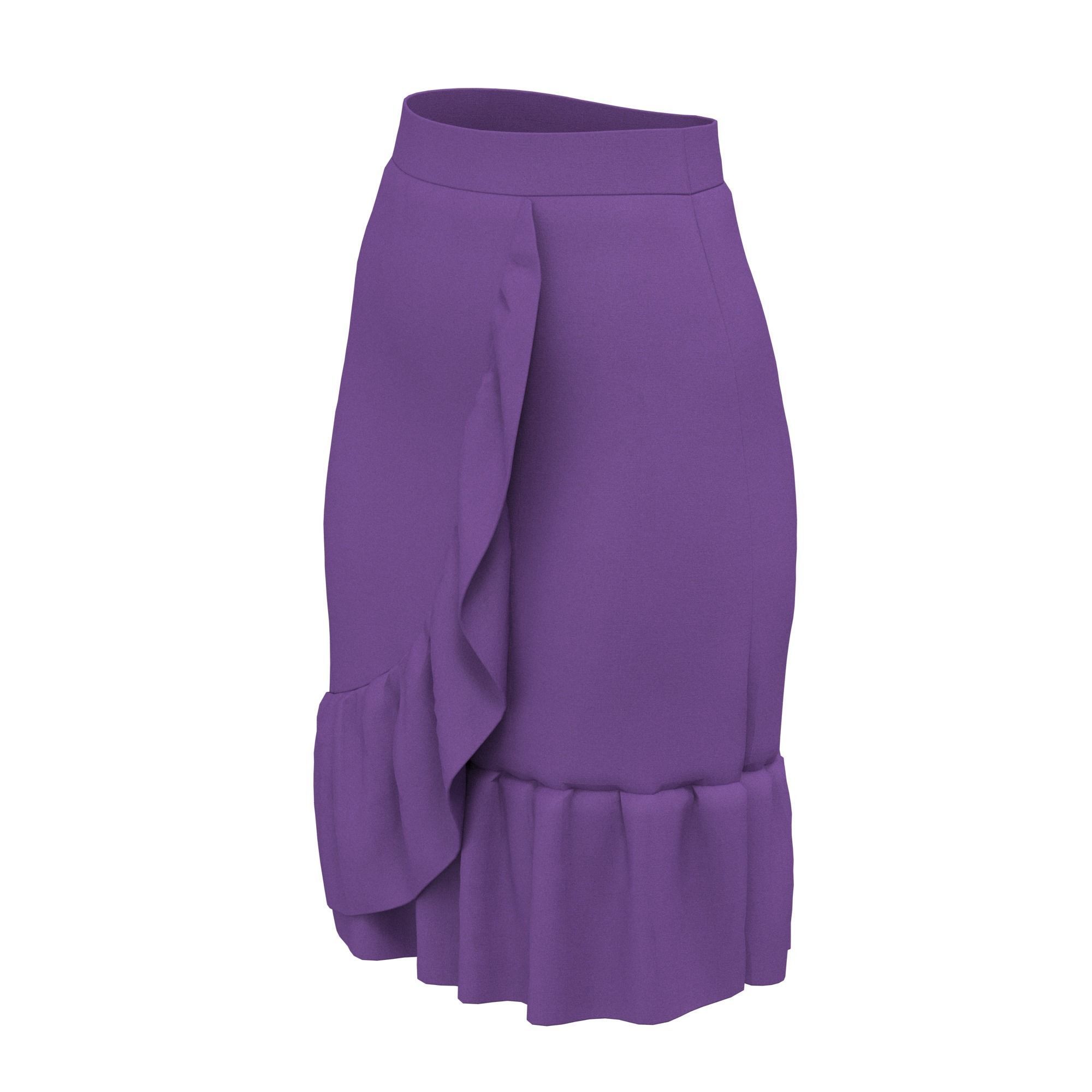 skirt with ruffles 3D model_4