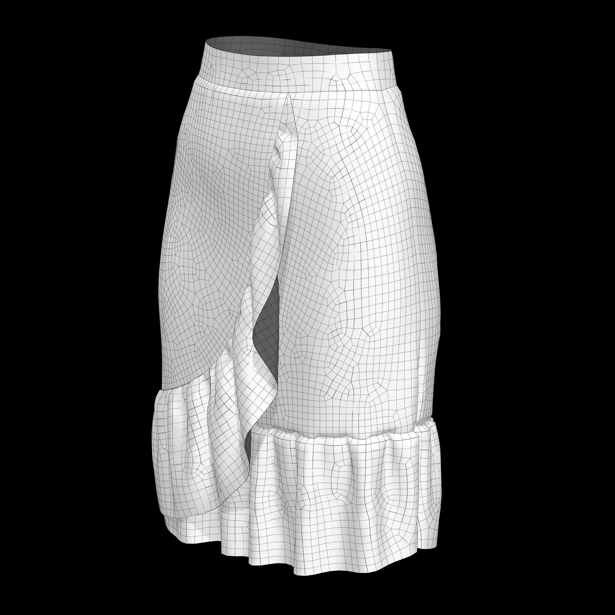 skirt with ruffles 3D model_3