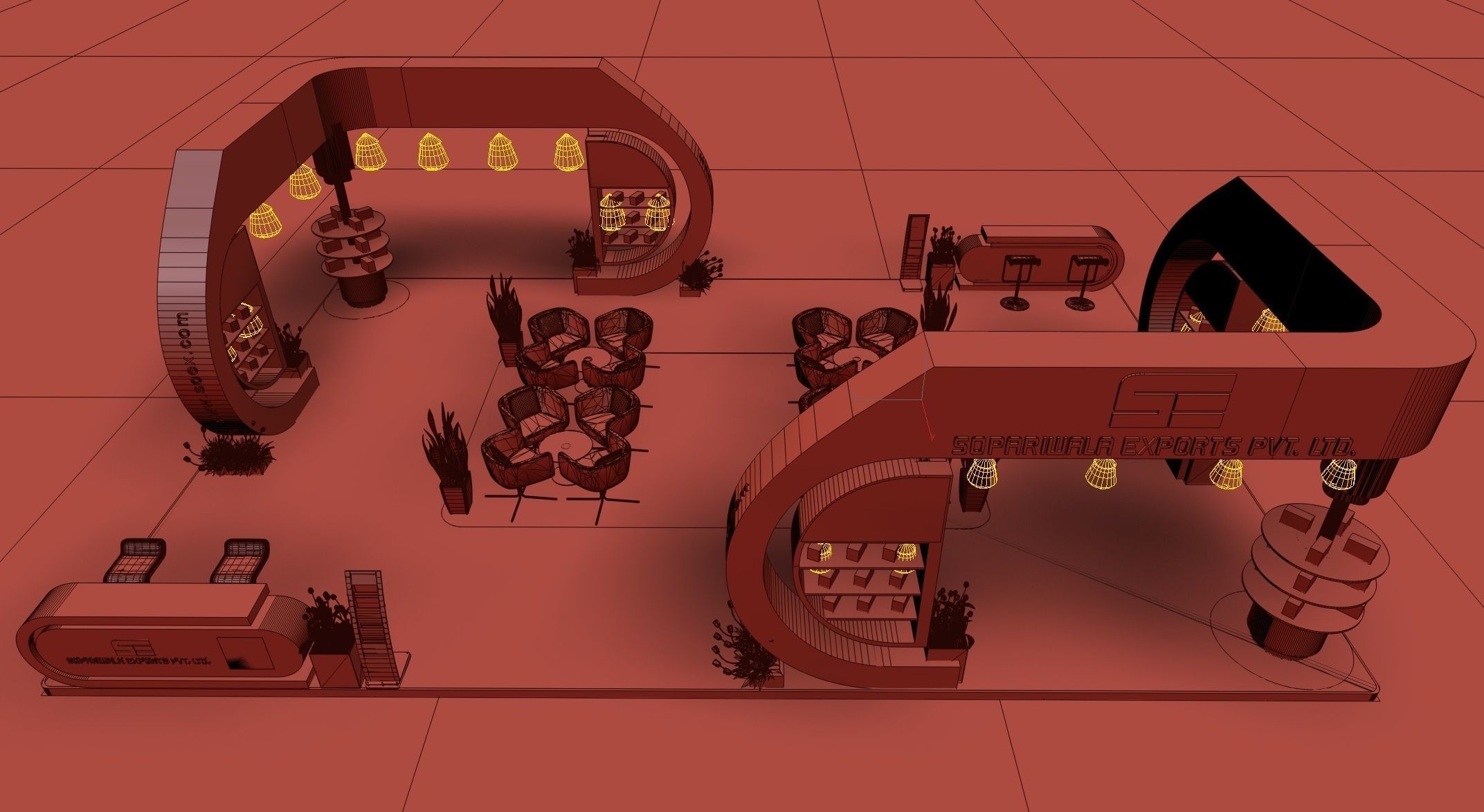 Exhibition stall 8 x 12 meters 3D model_4