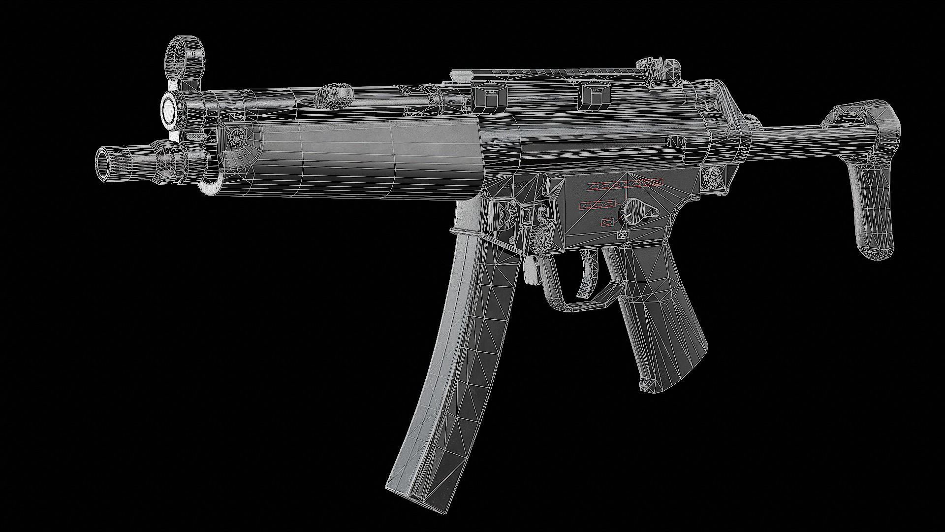 MP5 - Customizable Low-poly 3D model_27