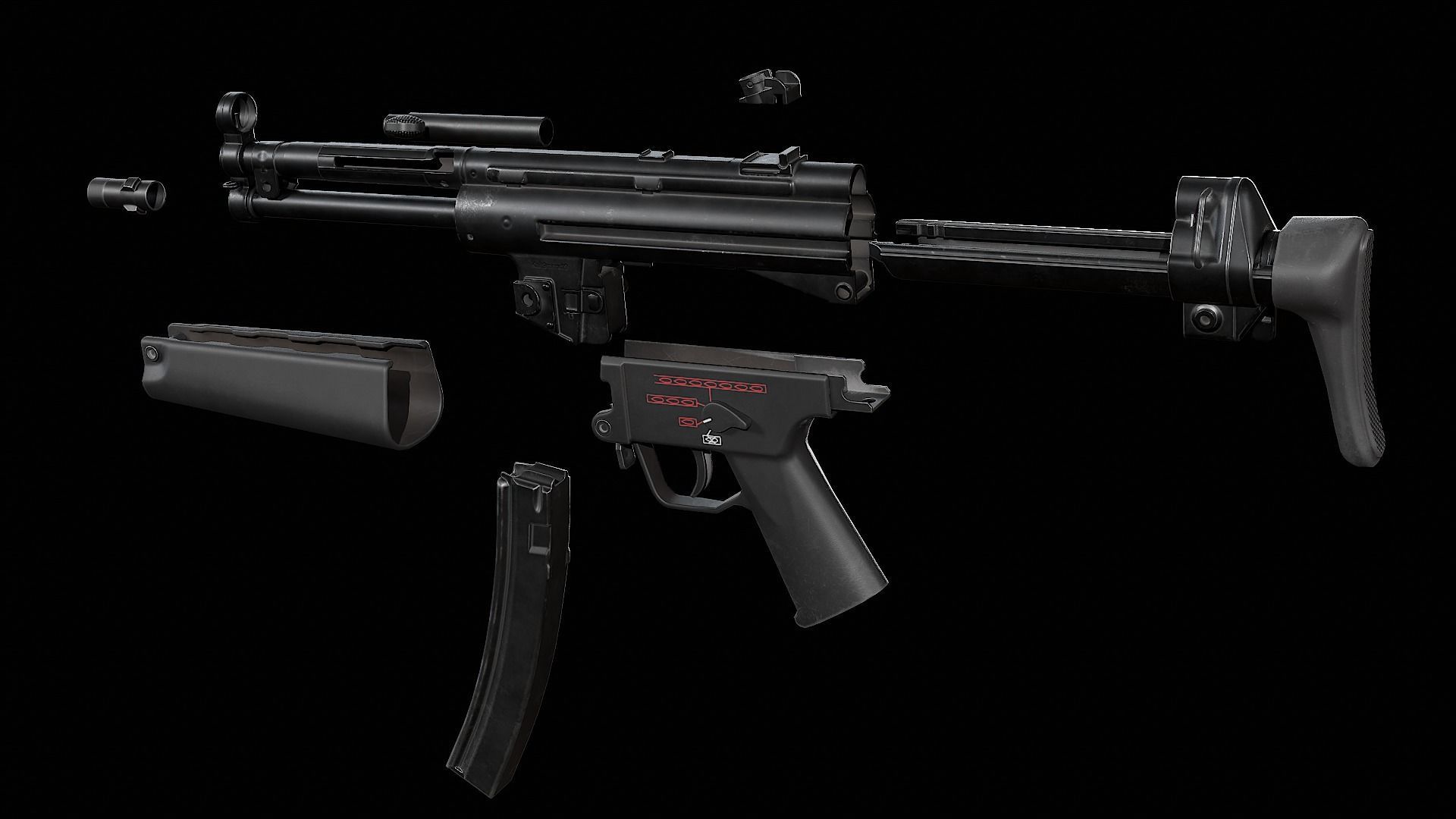 MP5 - Customizable Low-poly 3D model_13