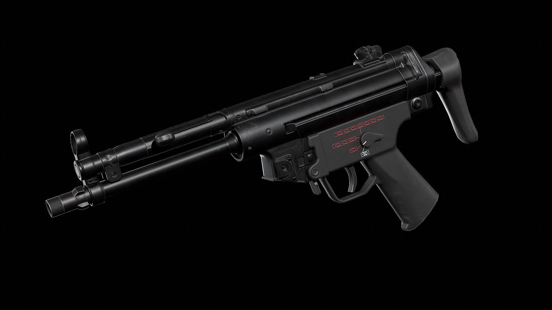 MP5 - Customizable Low-poly 3D model_12