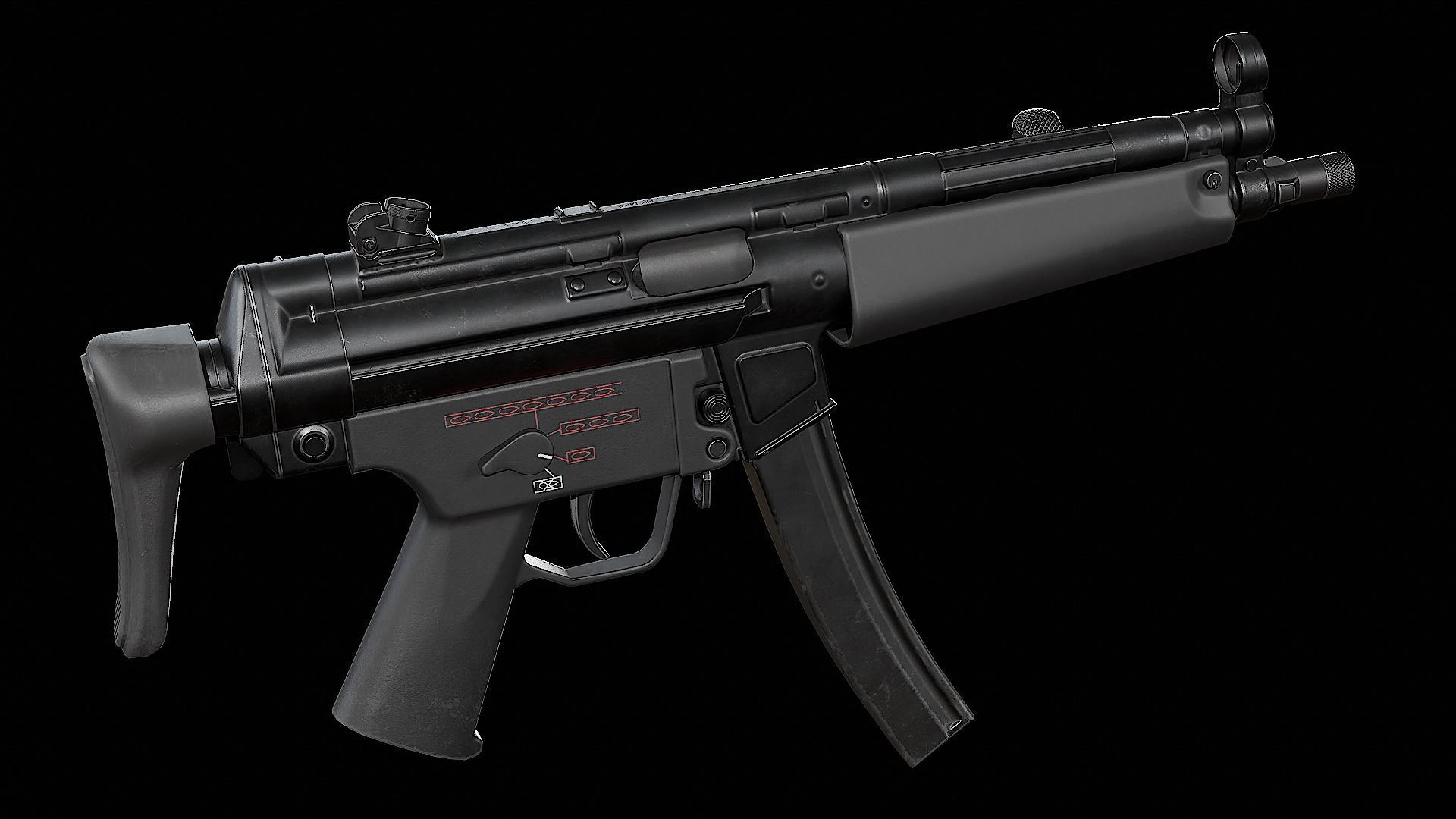 MP5 - Customizable Low-poly 3D model_20