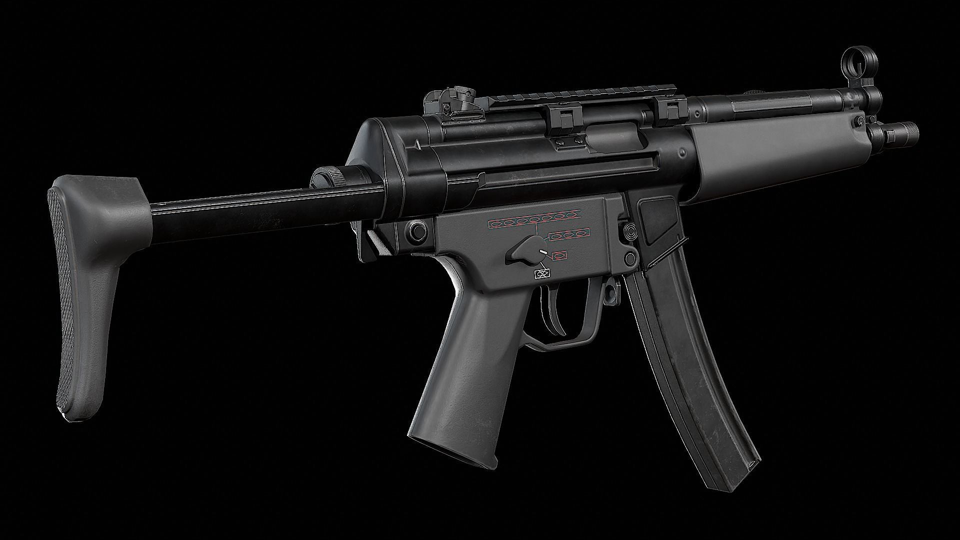 MP5 - Customizable Low-poly 3D model_23