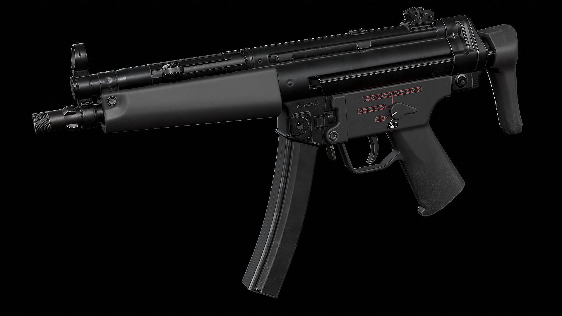 MP5 - Customizable Low-poly 3D model_17