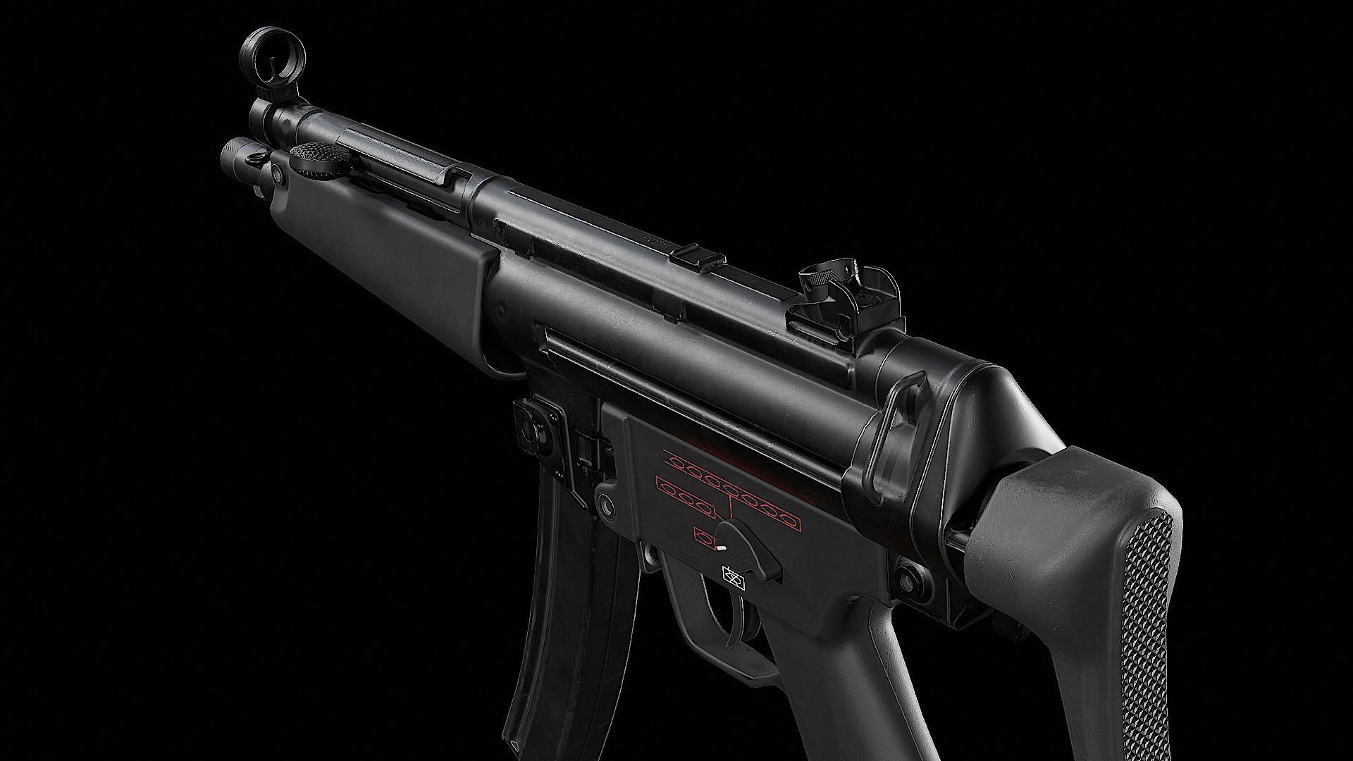 MP5 - Customizable Low-poly 3D model_16