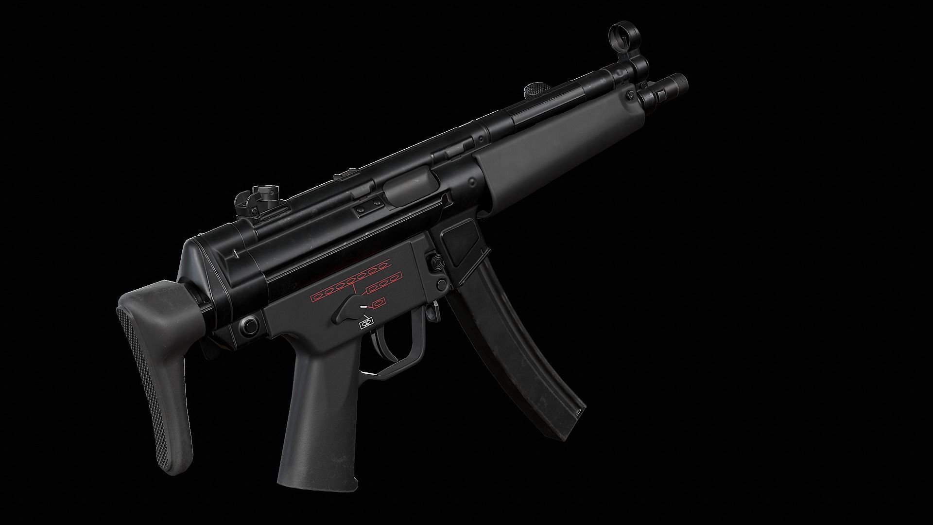 MP5 - Customizable Low-poly 3D model_9