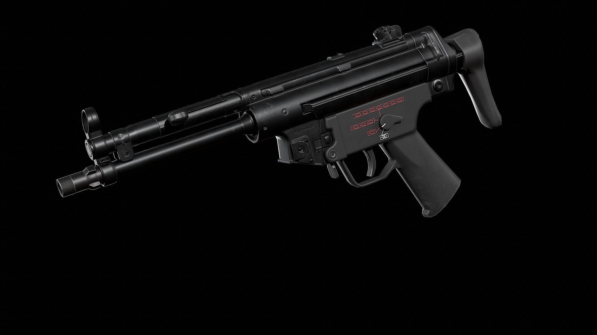 MP5 - Customizable Low-poly 3D model_11