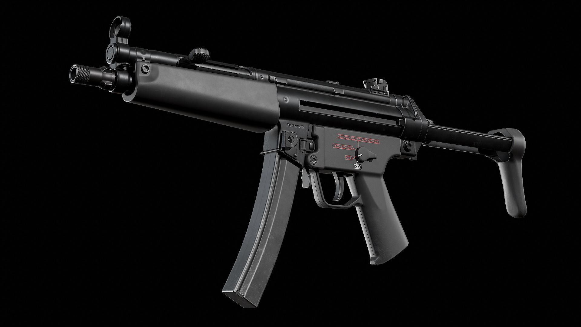 MP5 - Customizable Low-poly 3D model_6