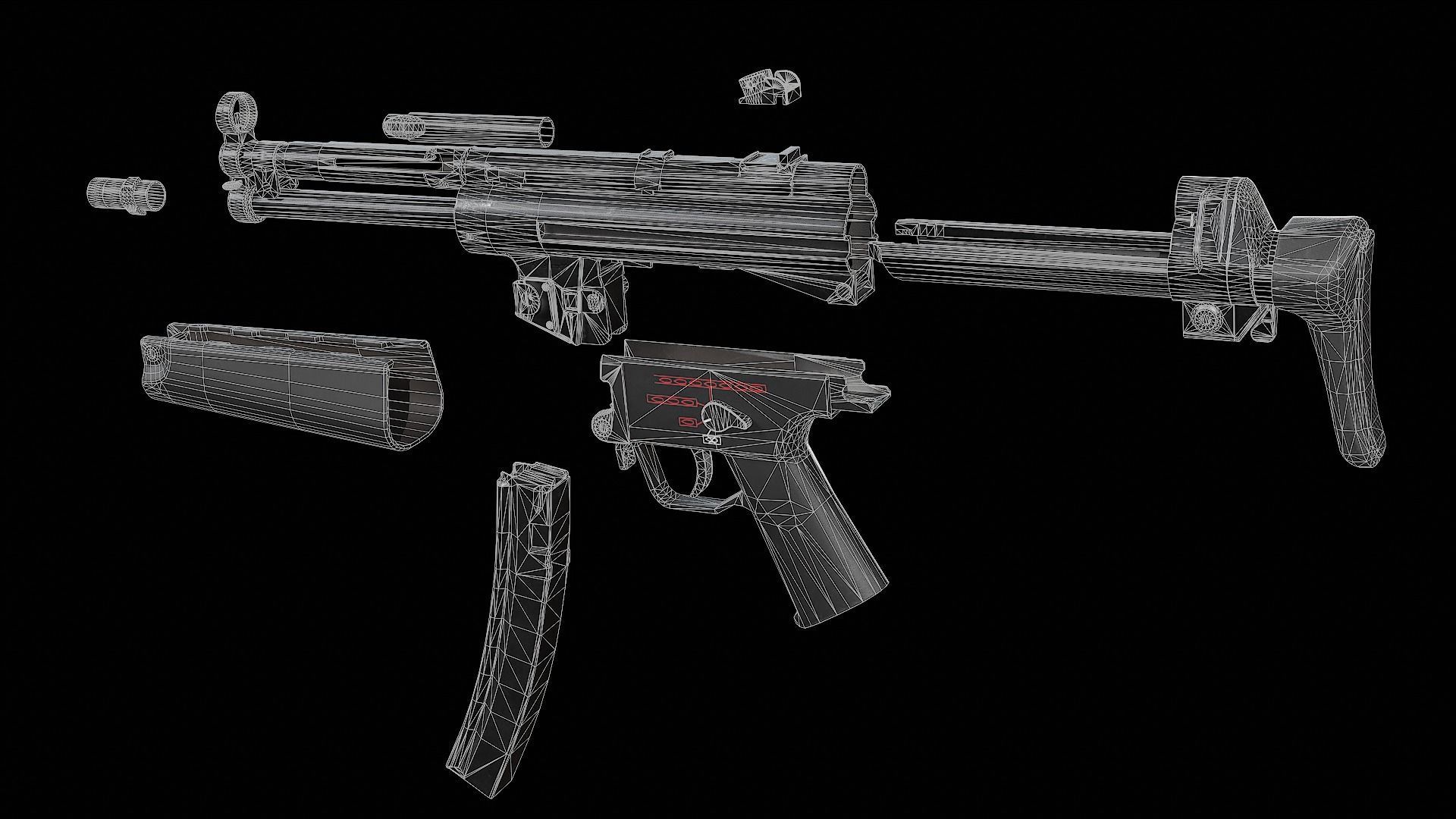 MP5 - Customizable Low-poly 3D model_14