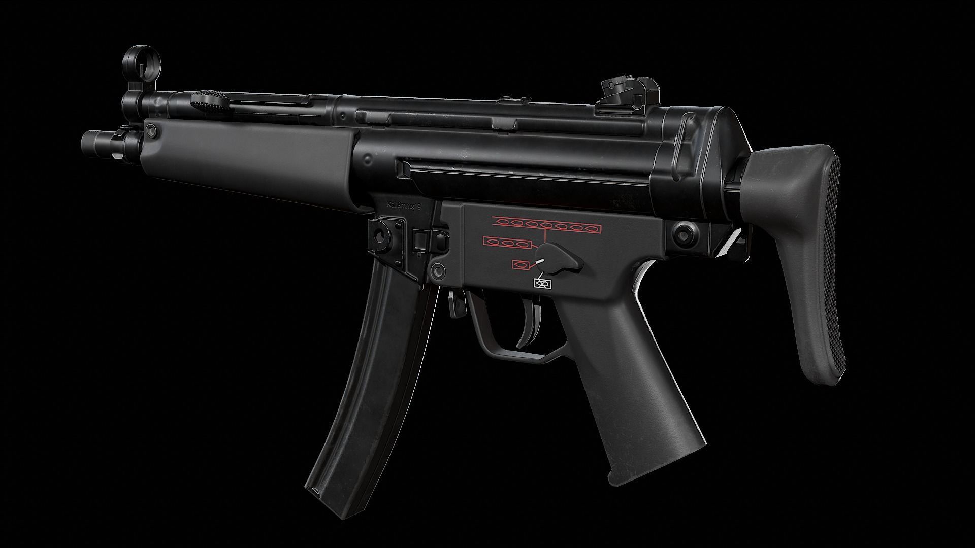 MP5 - Customizable Low-poly 3D model_7