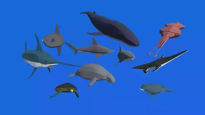 9t5 Low Poly Sea Creatures Low-poly 3D model