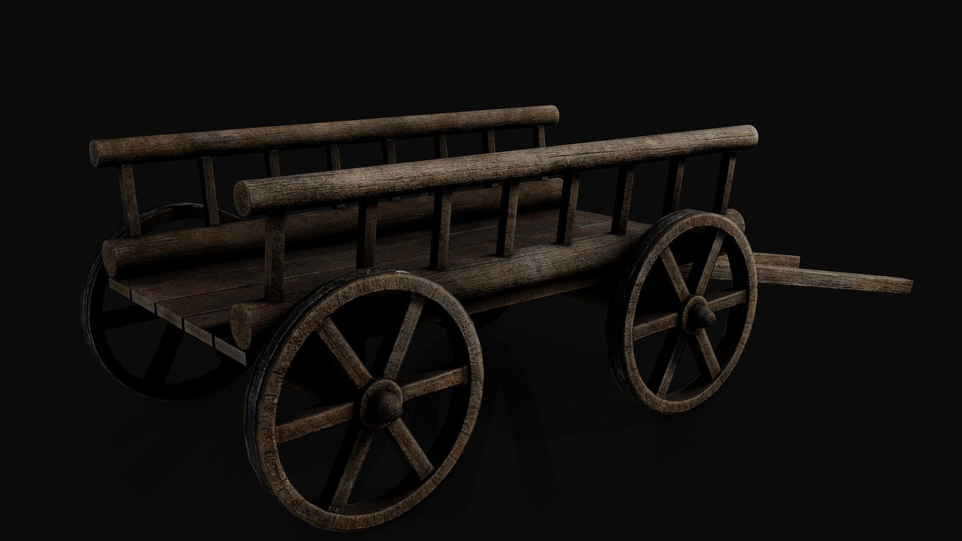 PBR Medieval cart Low-poly 3D model_5