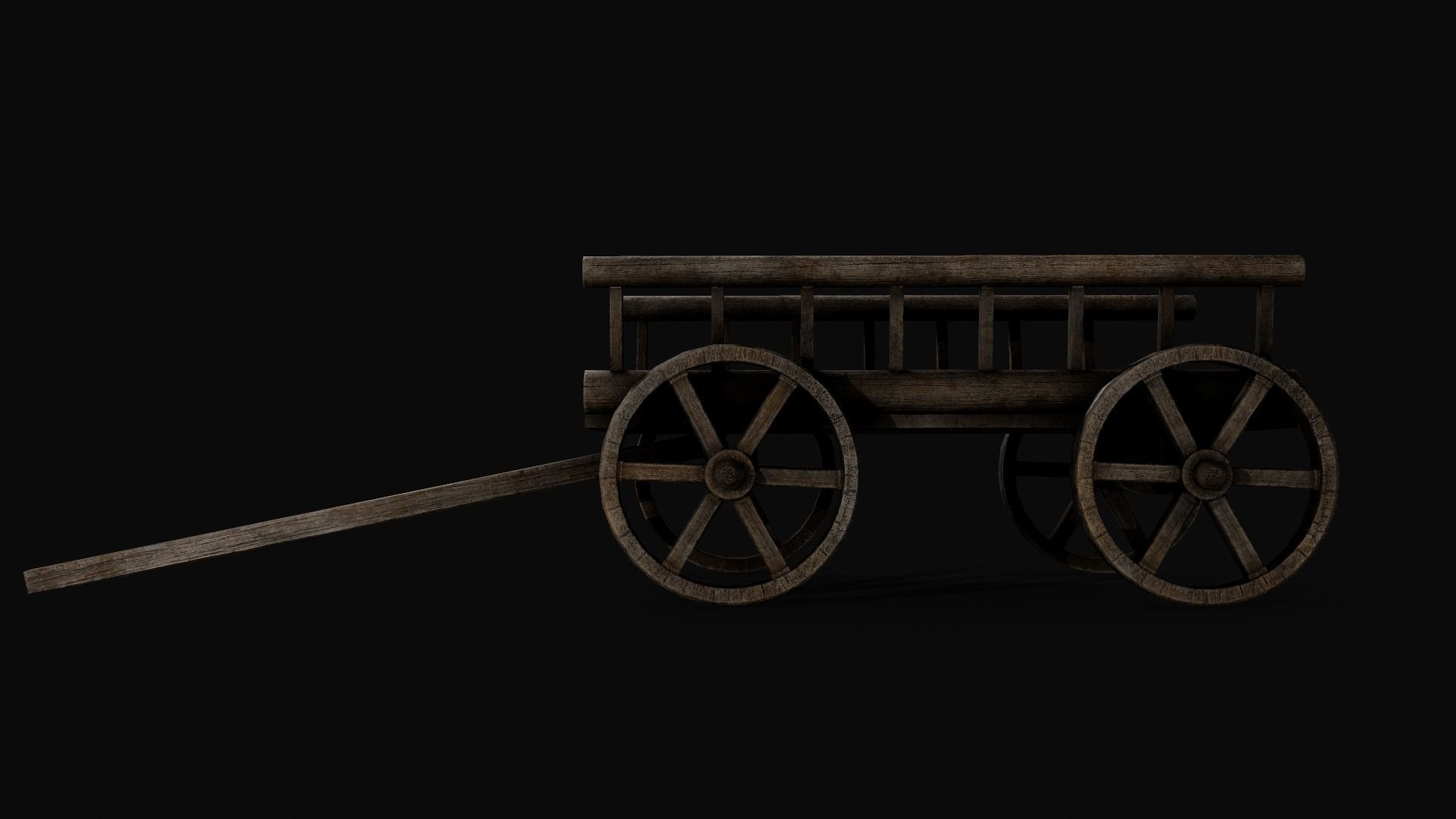 PBR Medieval cart Low-poly 3D model_4