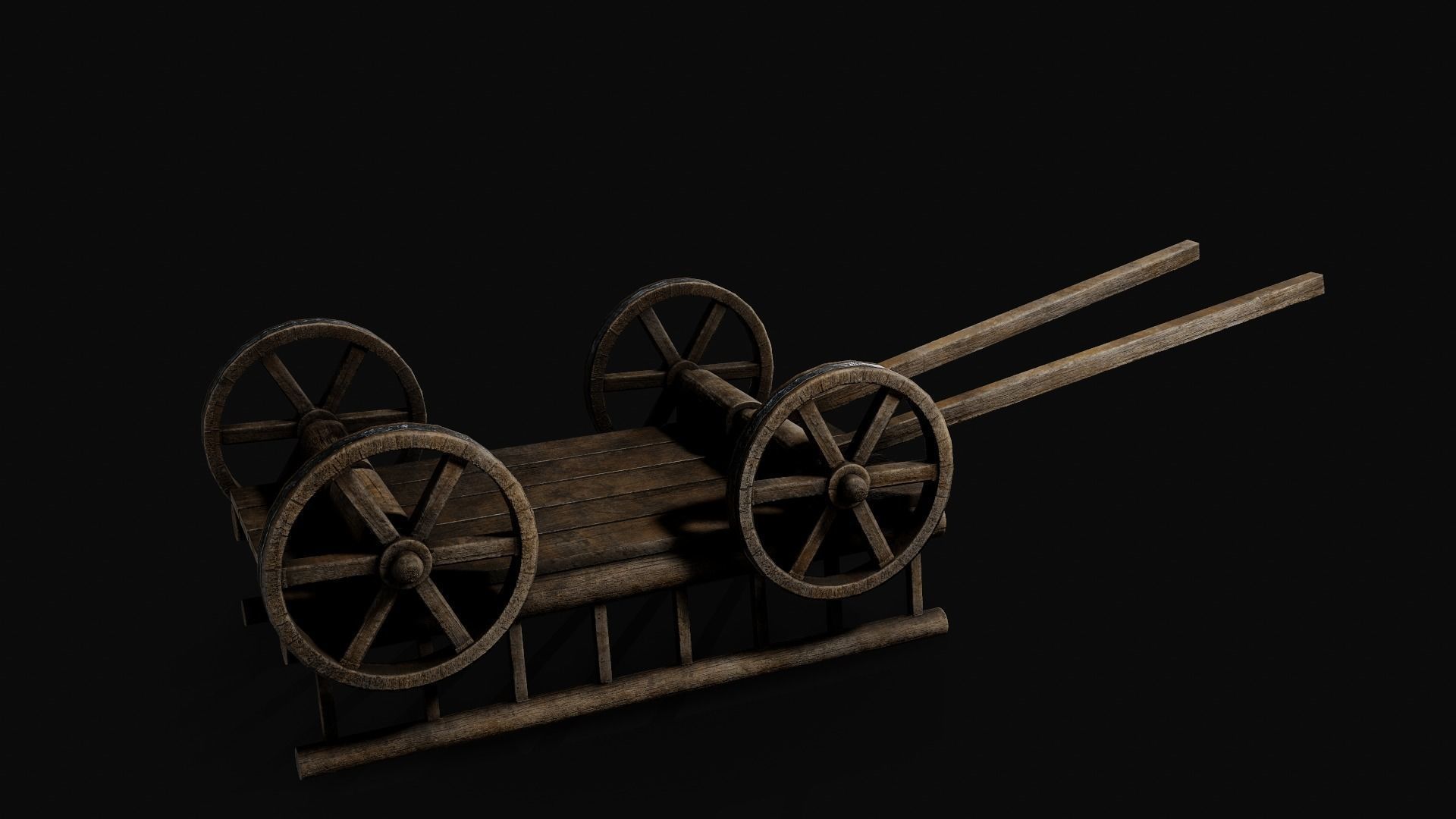 PBR Medieval cart Low-poly 3D model_7