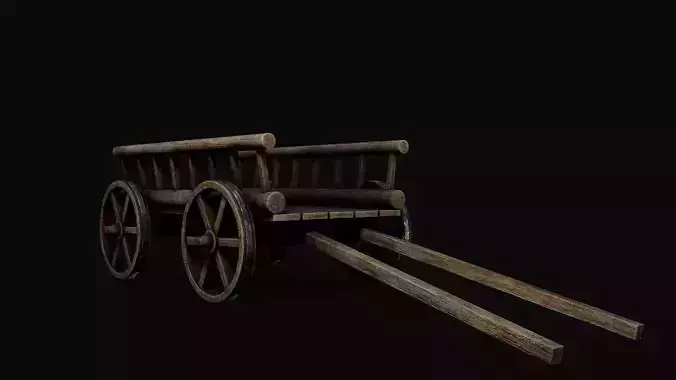 PBR Medieval cart Low-poly 3D model
