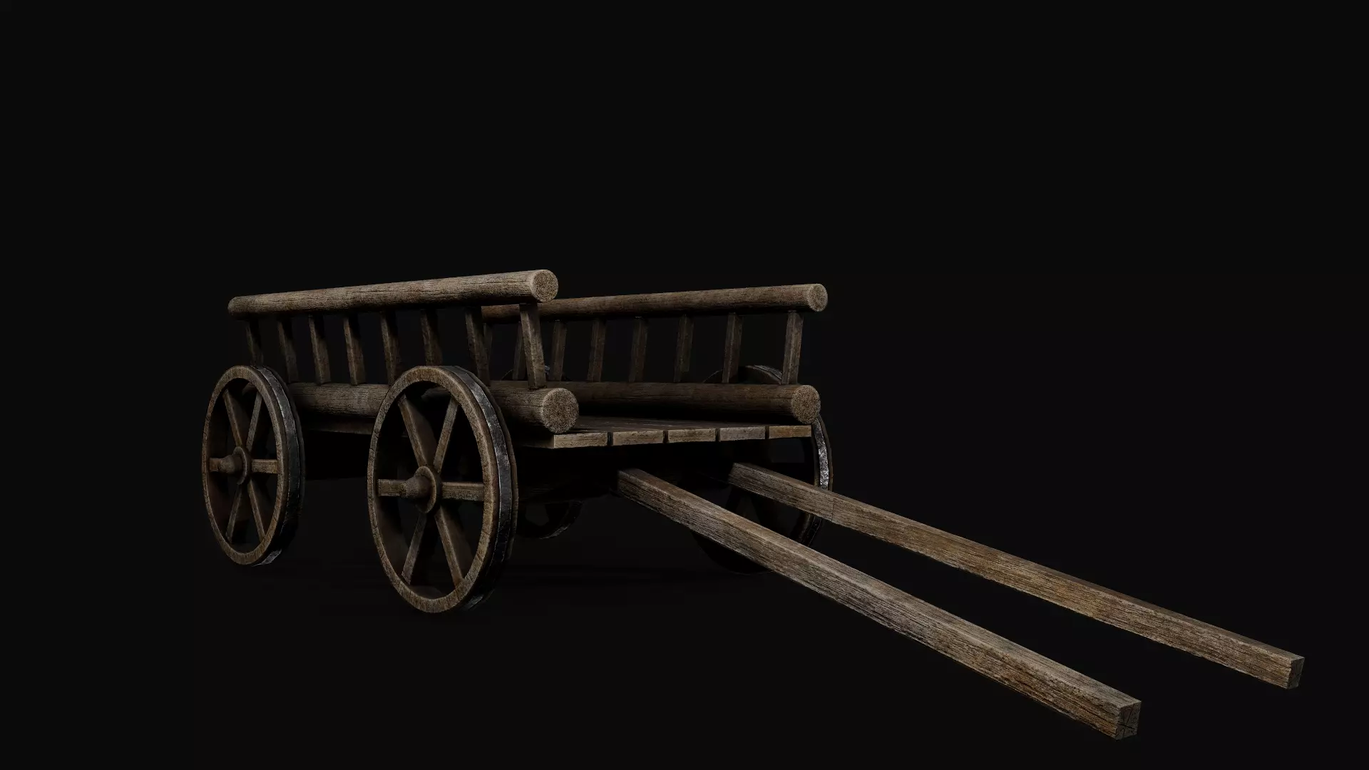PBR Medieval cart Low-poly 3D model_0