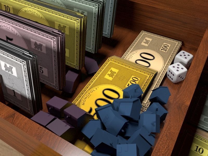 Wood Monopoly 3D model_4