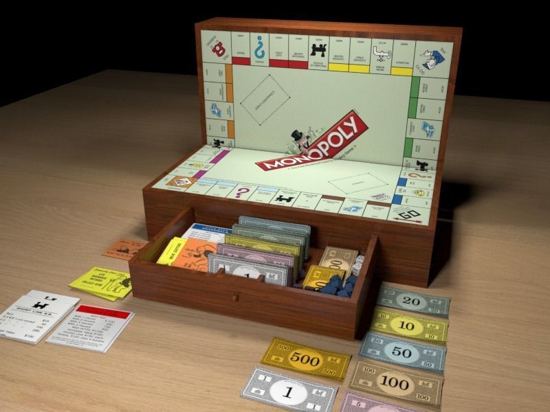 Wood Monopoly 3D model_1