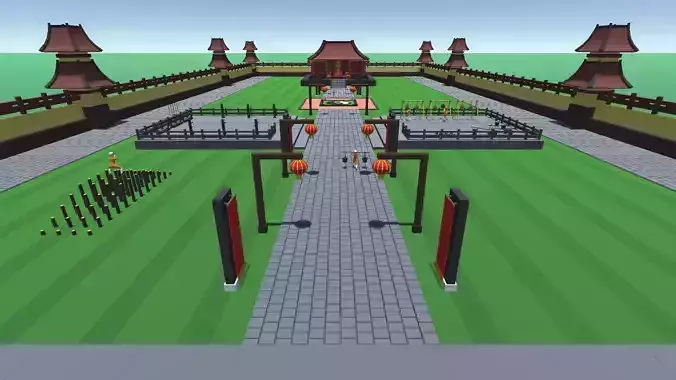 9t5 Low Poly Shaolin Monk Temple Low-poly 3D model