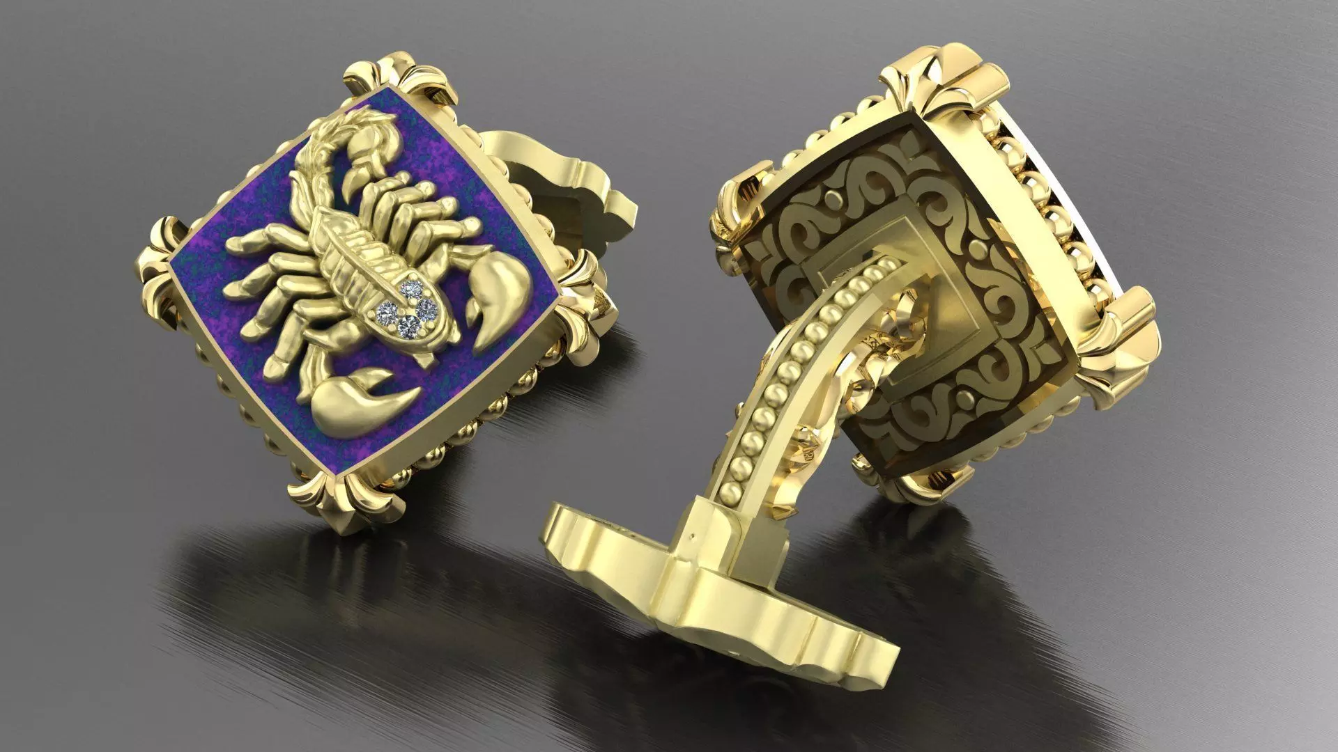 Zodiac signs Cufflinks Scorpion 3D print model