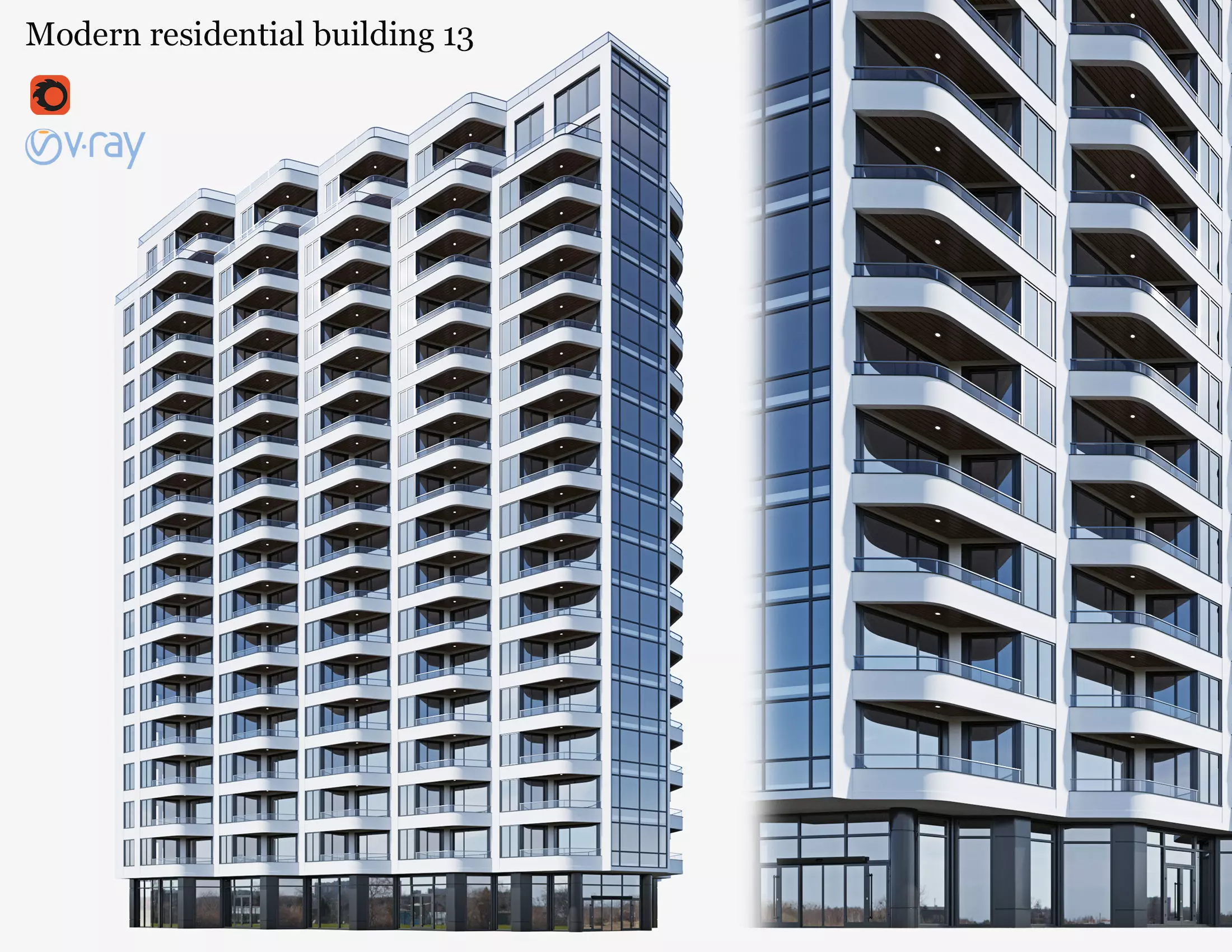 Modern residential building 13 3D model_0