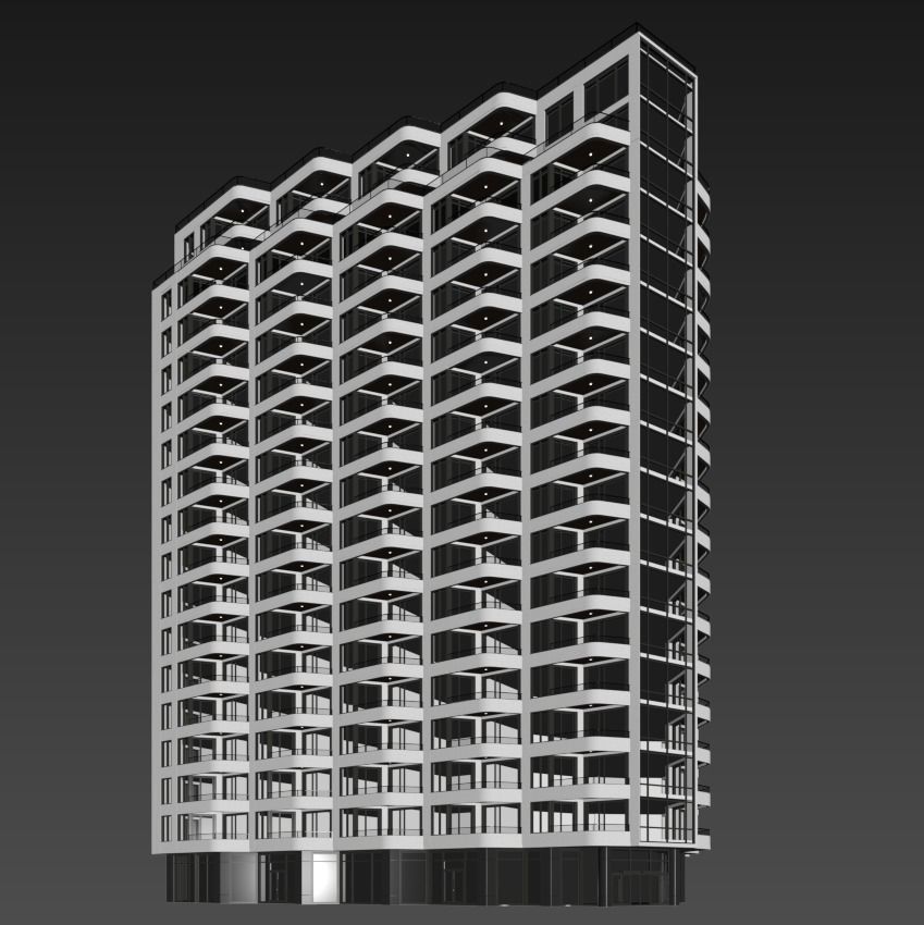 Modern residential building 13 3D model_9
