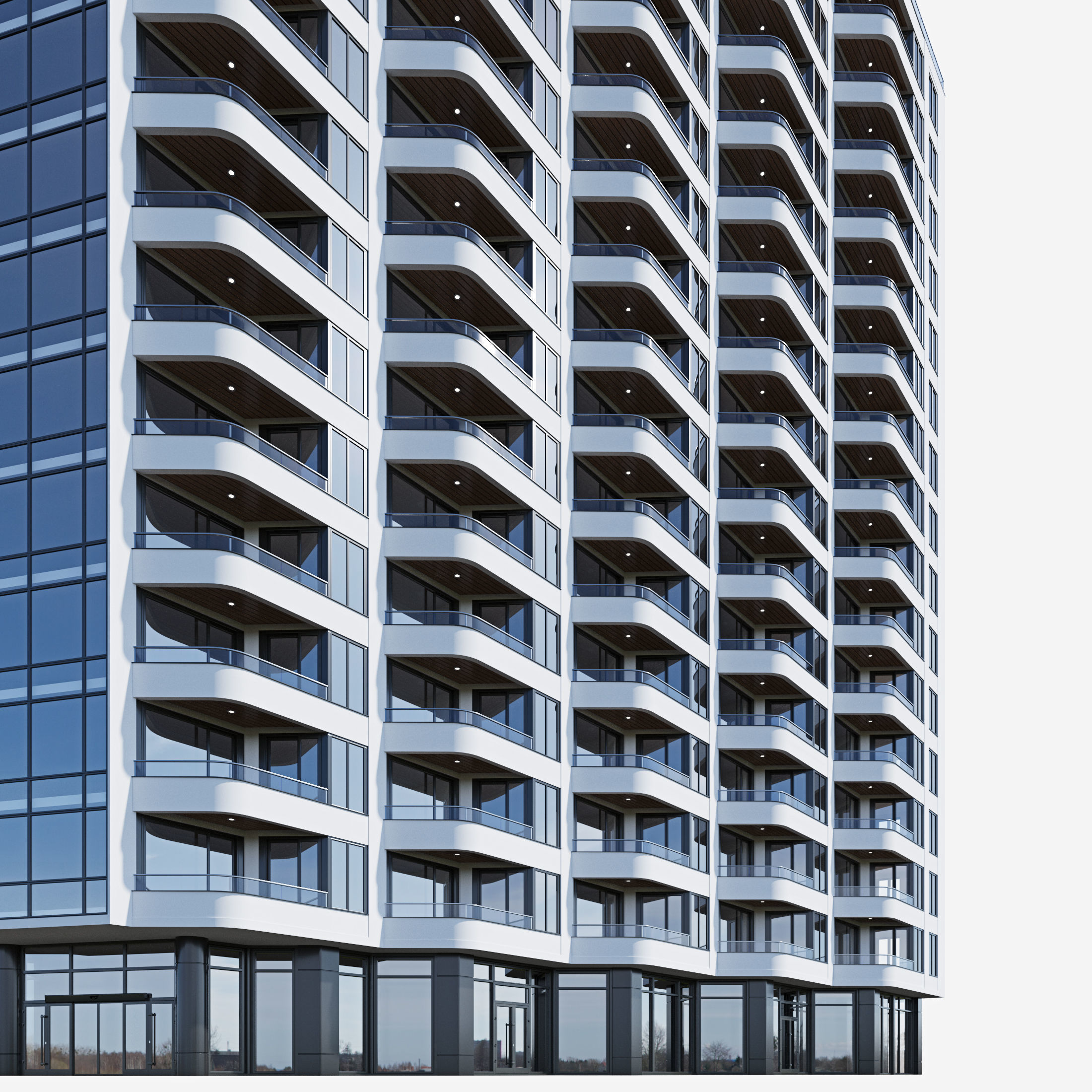 Modern residential building 13 3D model_2