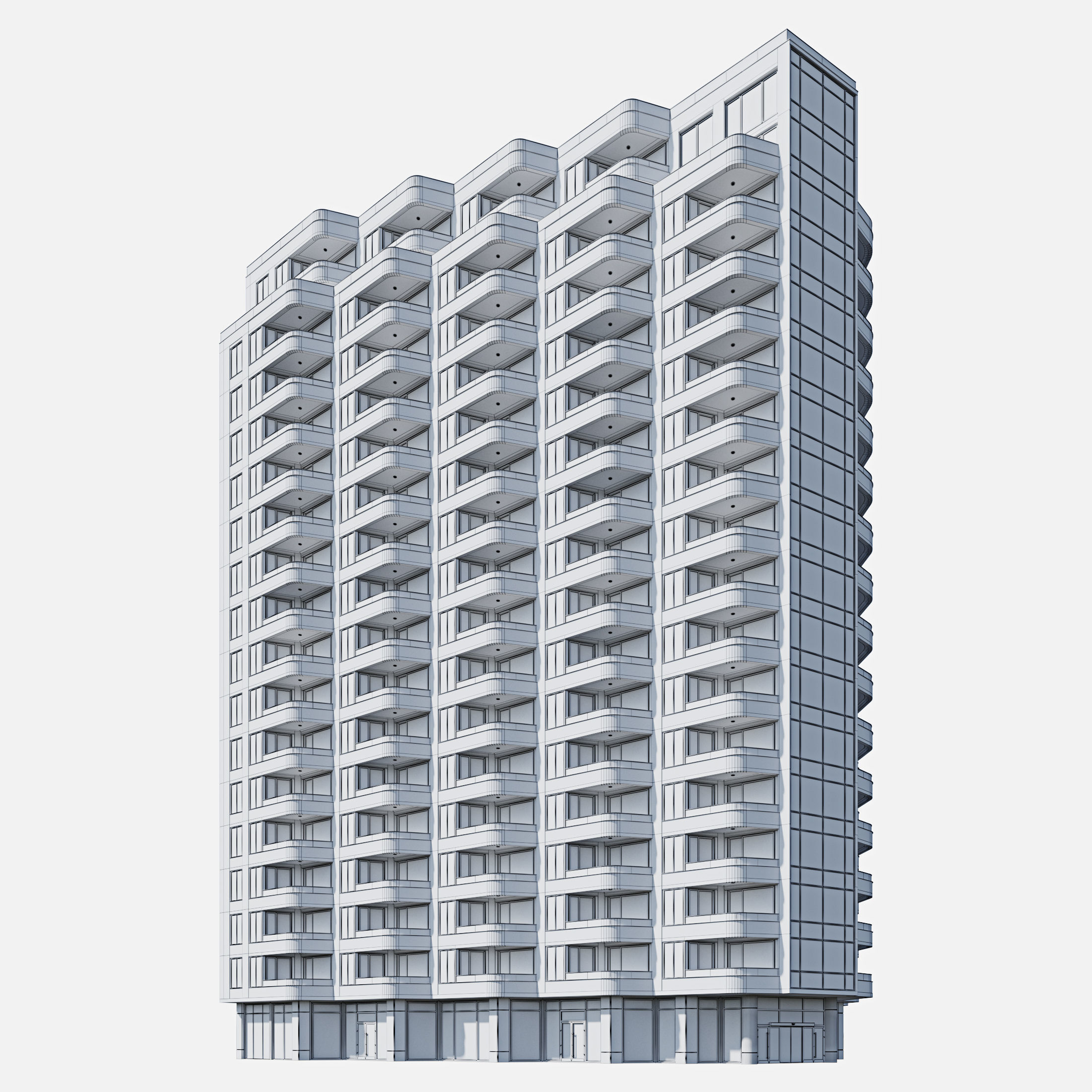 Modern residential building 13 3D model_8