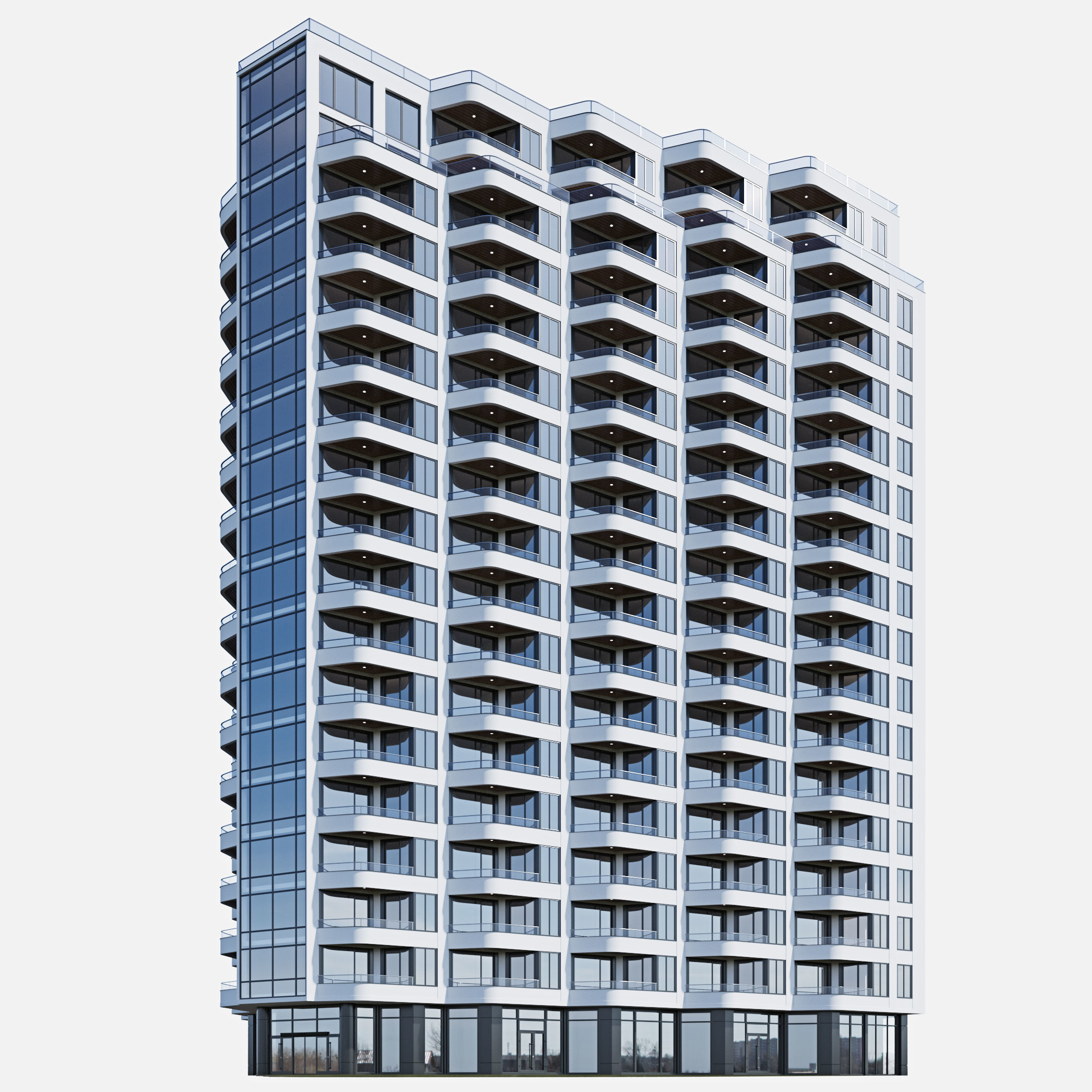 Modern residential building 13 3D model_3