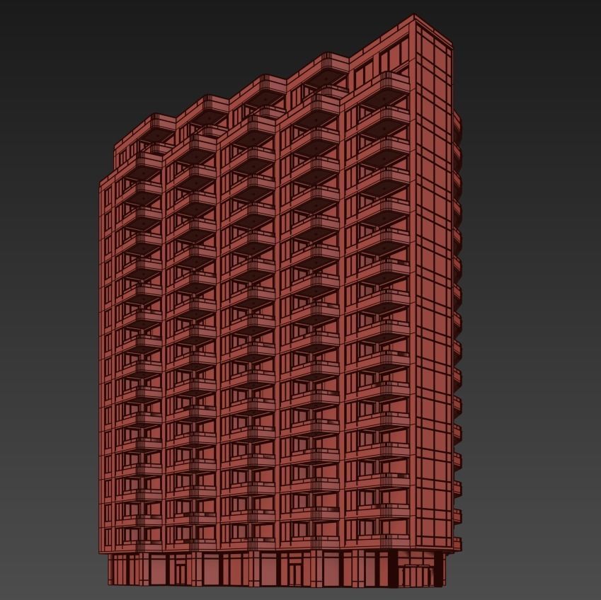 Modern residential building 13 3D model_10