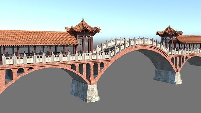 Chinese Bridge Low-poly 3D model