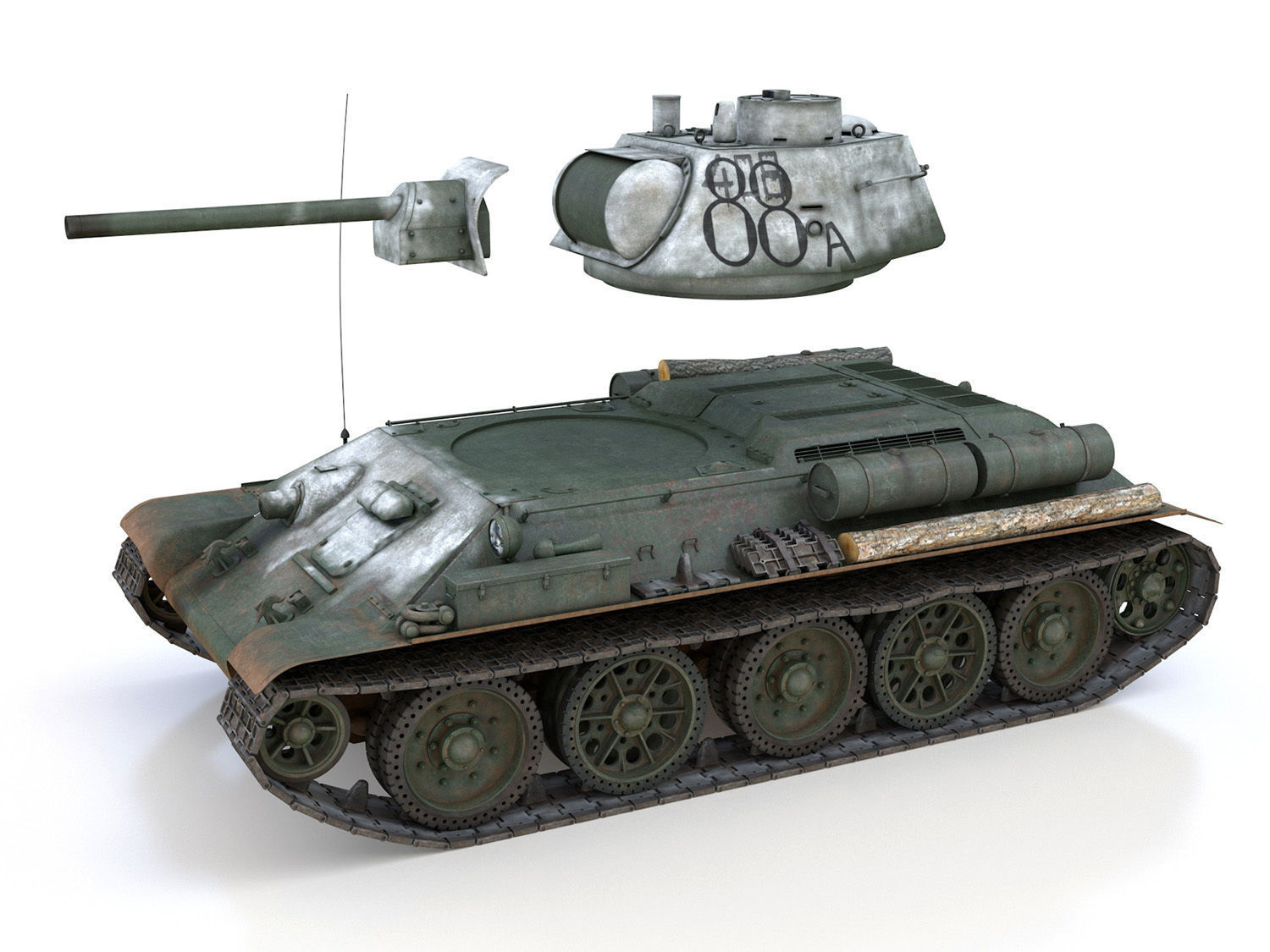 OT-34-76 - Soviet Flamethrower Tank - 88A 3D model_9