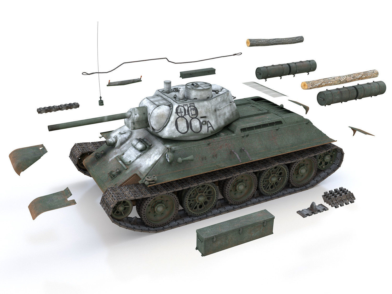 OT-34-76 - Soviet Flamethrower Tank - 88A 3D model_11