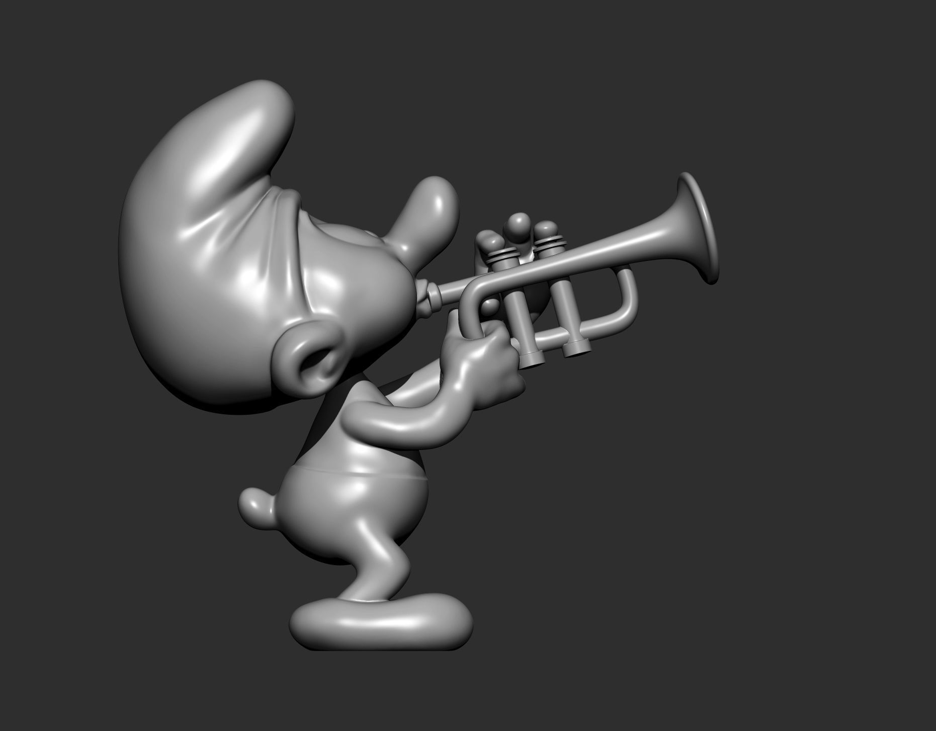 smurf with trumpet 3D print model_5