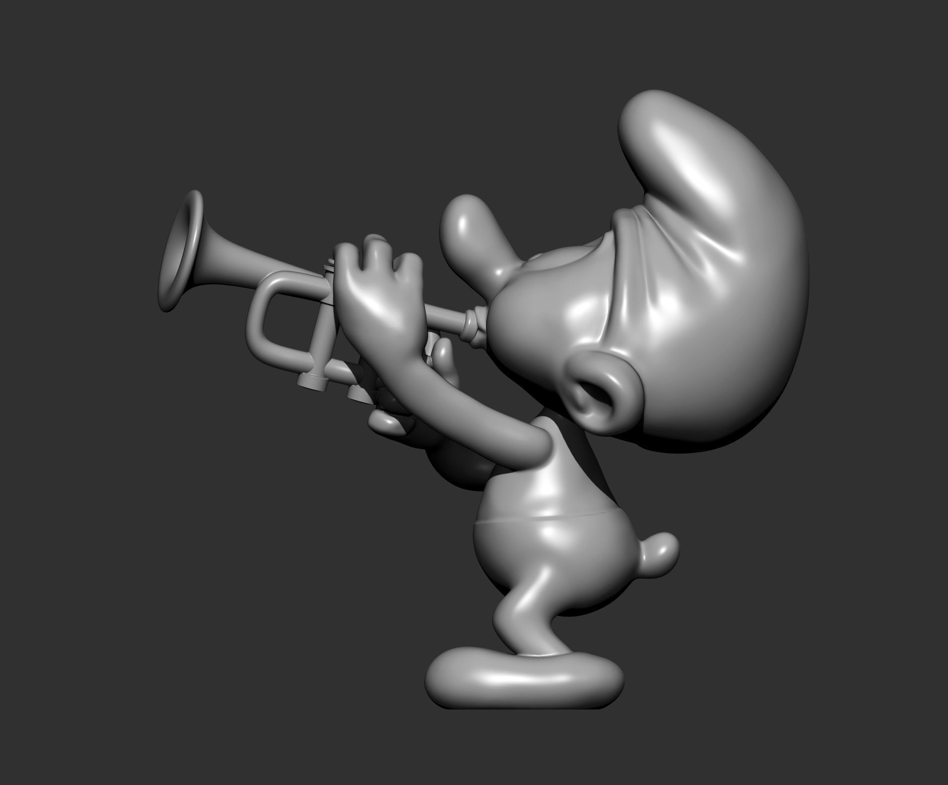 smurf with trumpet 3D print model_7