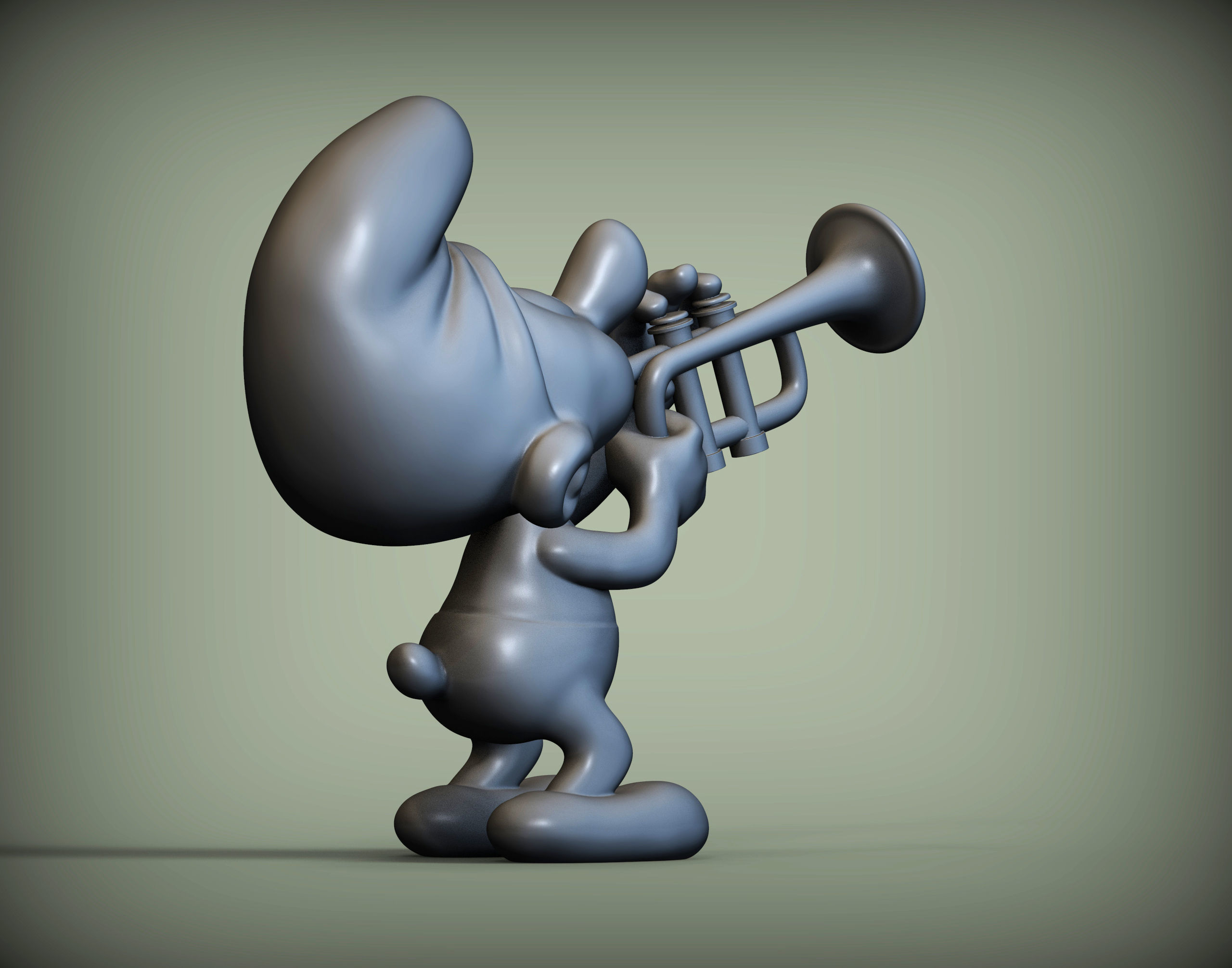 smurf with trumpet 3D print model_3