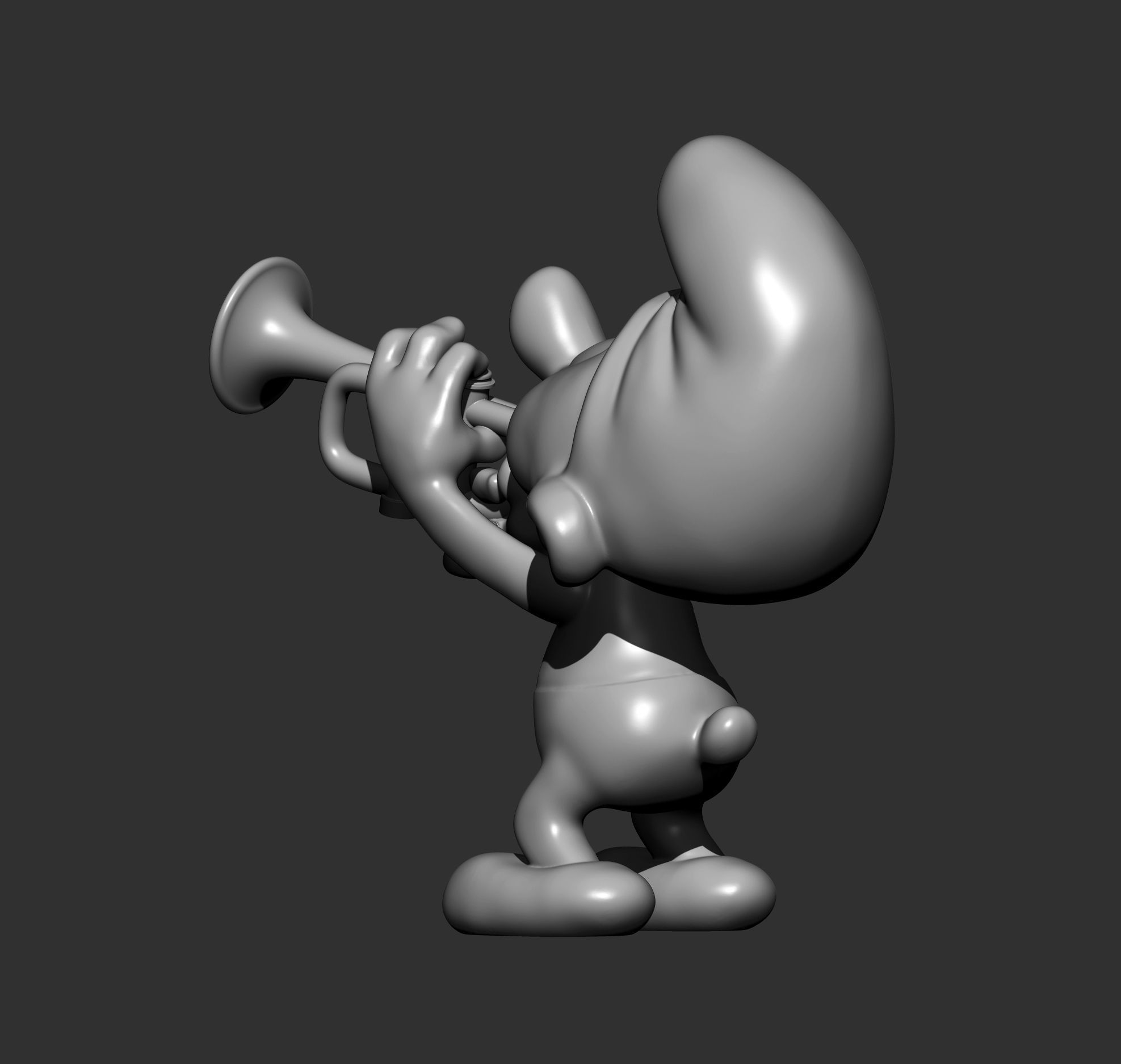 smurf with trumpet 3D print model_6