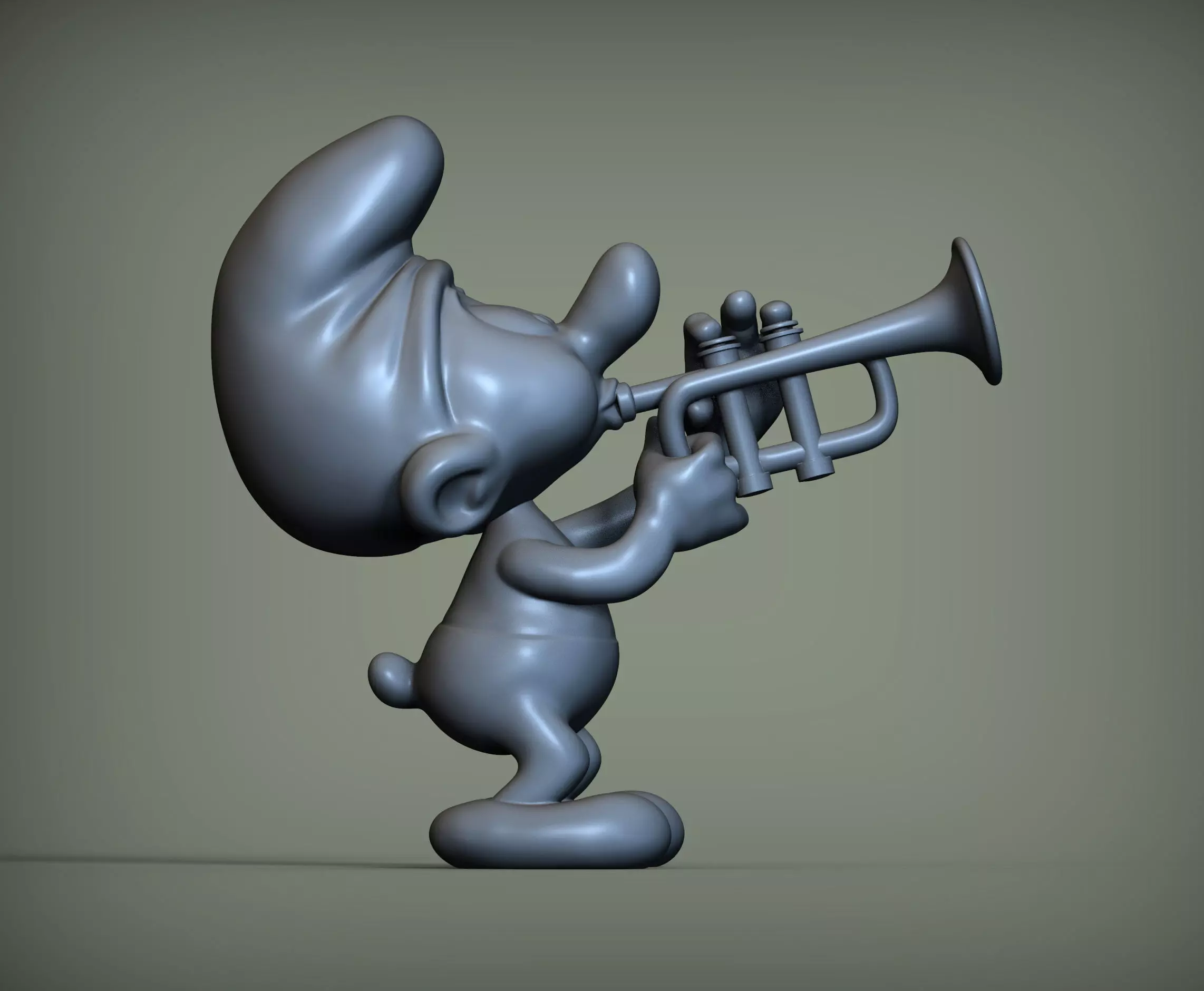 smurf with trumpet 3D print model_0